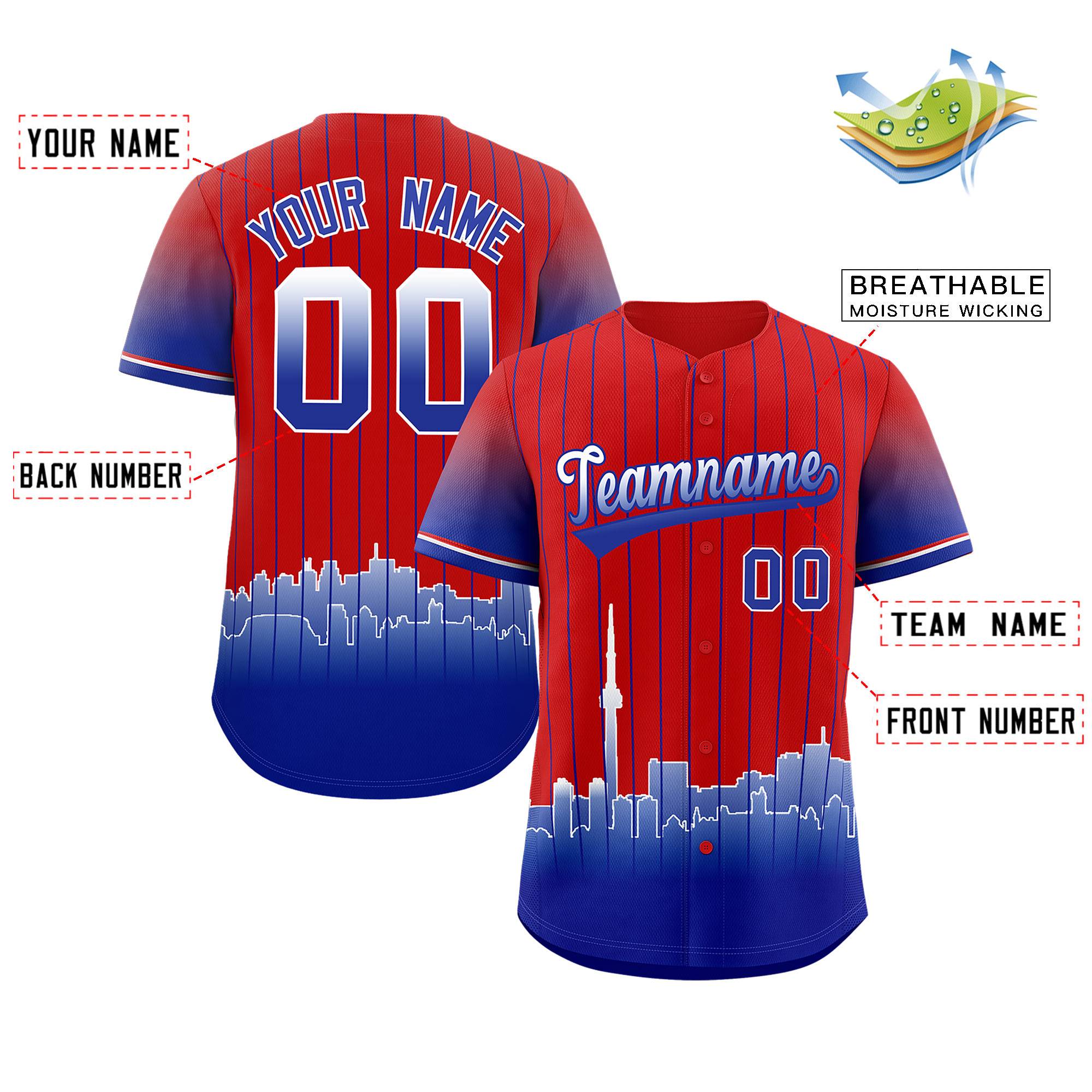 Custom Red Toronto City Silhouette Authentic Baseball Jersey| KXKSHOP