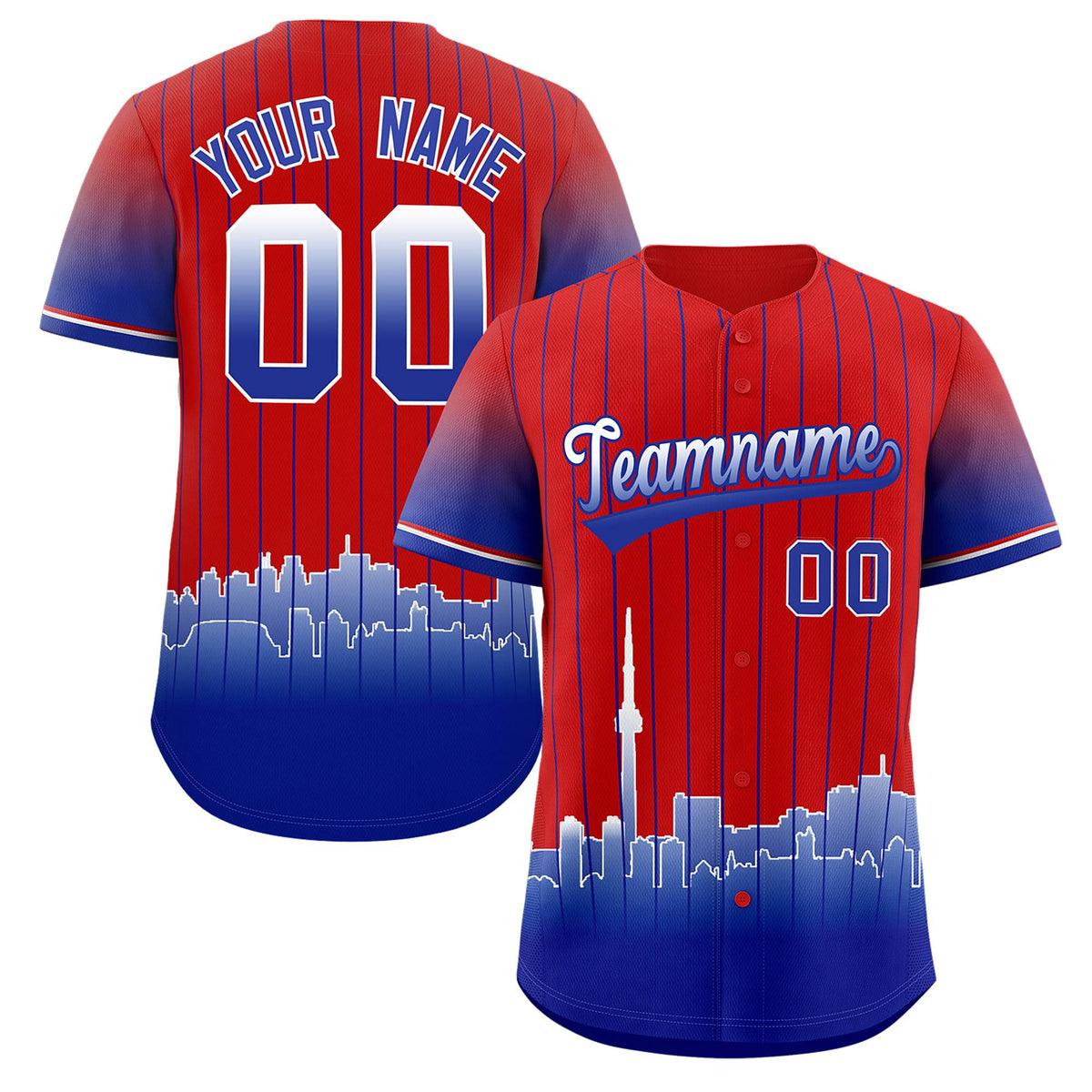 Custom Red Toronto City Silhouette Authentic Baseball Jersey| KXKSHOP