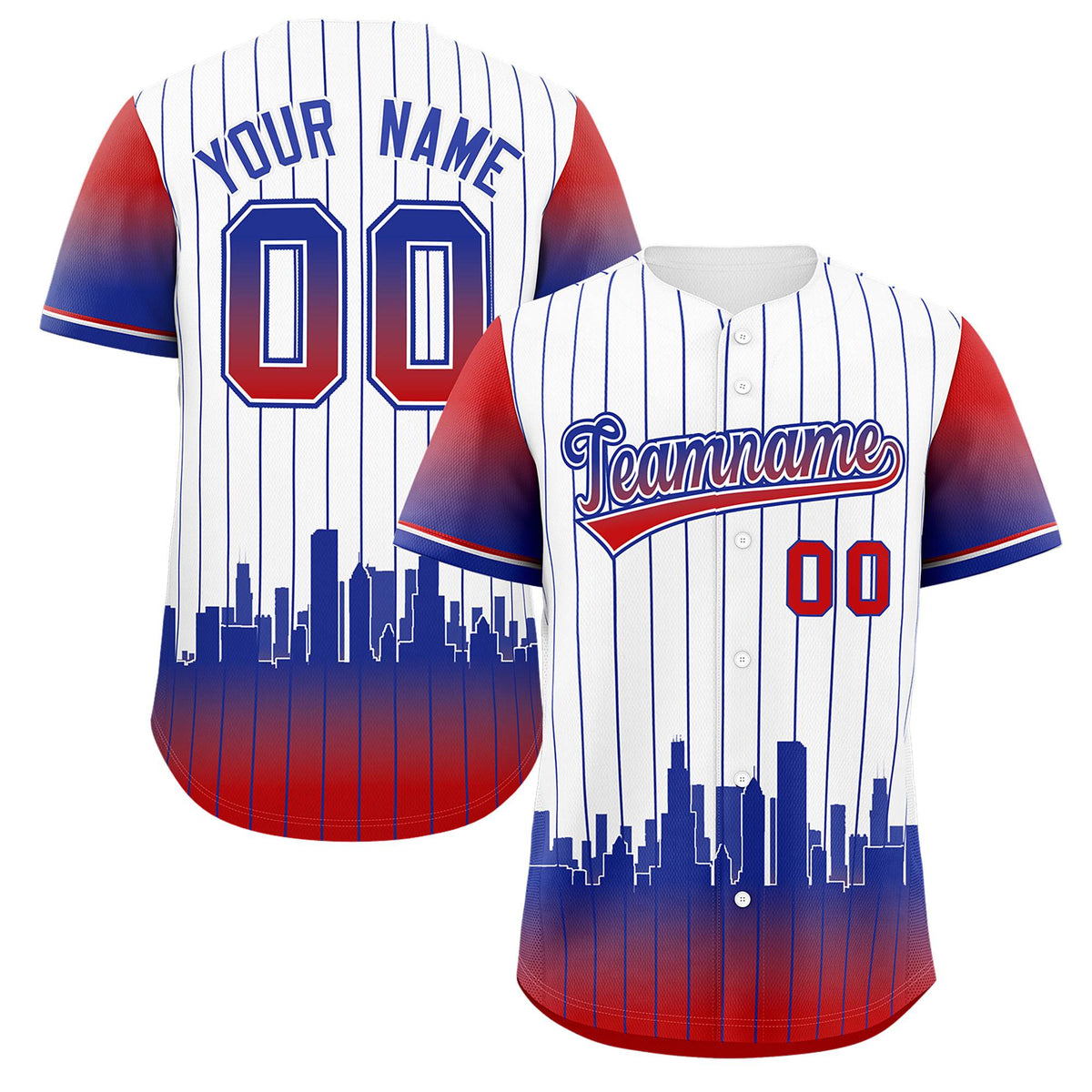 Custom White Chicago City Silhouette Authentic Baseball Jersey| KXKSHOP