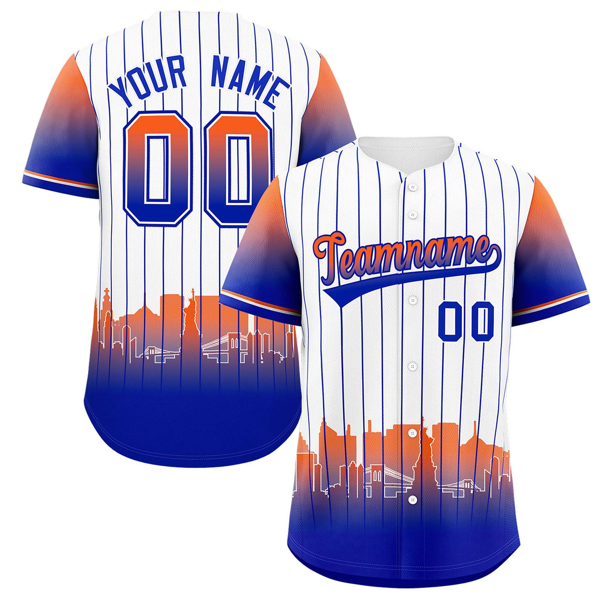 Custom White New York City Silhouette Authentic Baseball Jersey| KXKSHOP