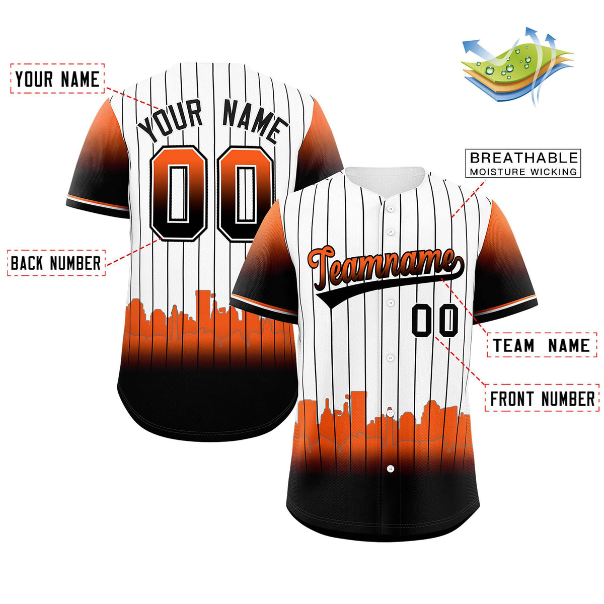Custom White Baltimore City Silhouette Authentic Baseball Jersey| KXKSHOP