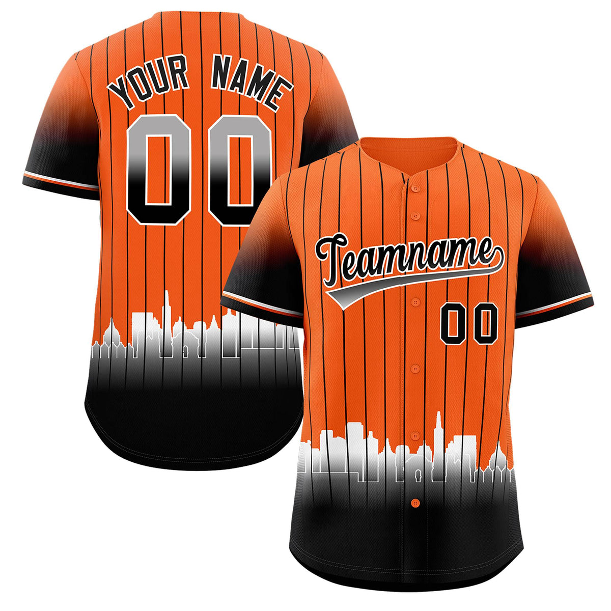 Custom Orange San-Francisco City Silhouette Authentic Baseball Jersey| KXKSHOP
