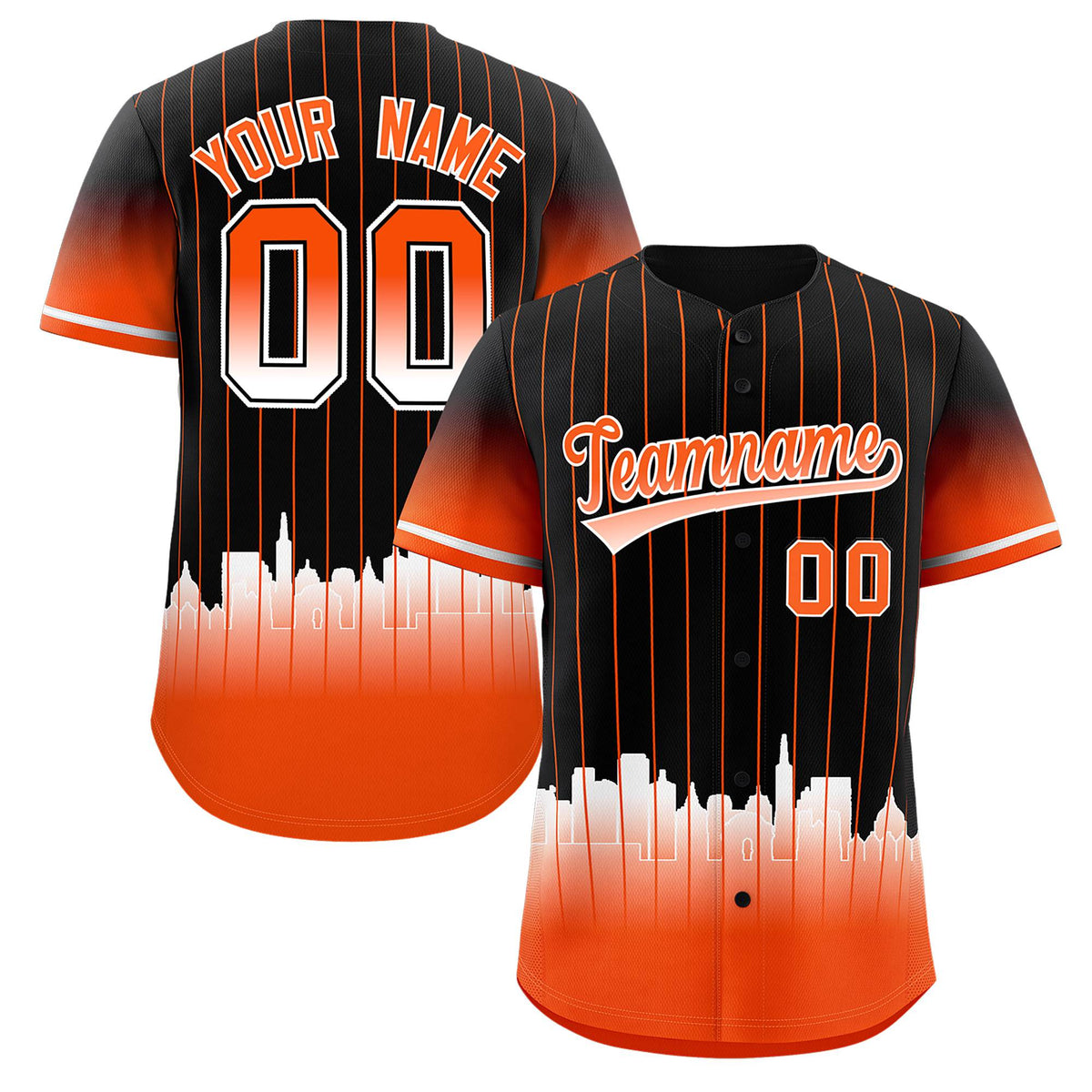 Custom Black San-Francisco City Silhouette Authentic Baseball Jersey| KXKSHOP
