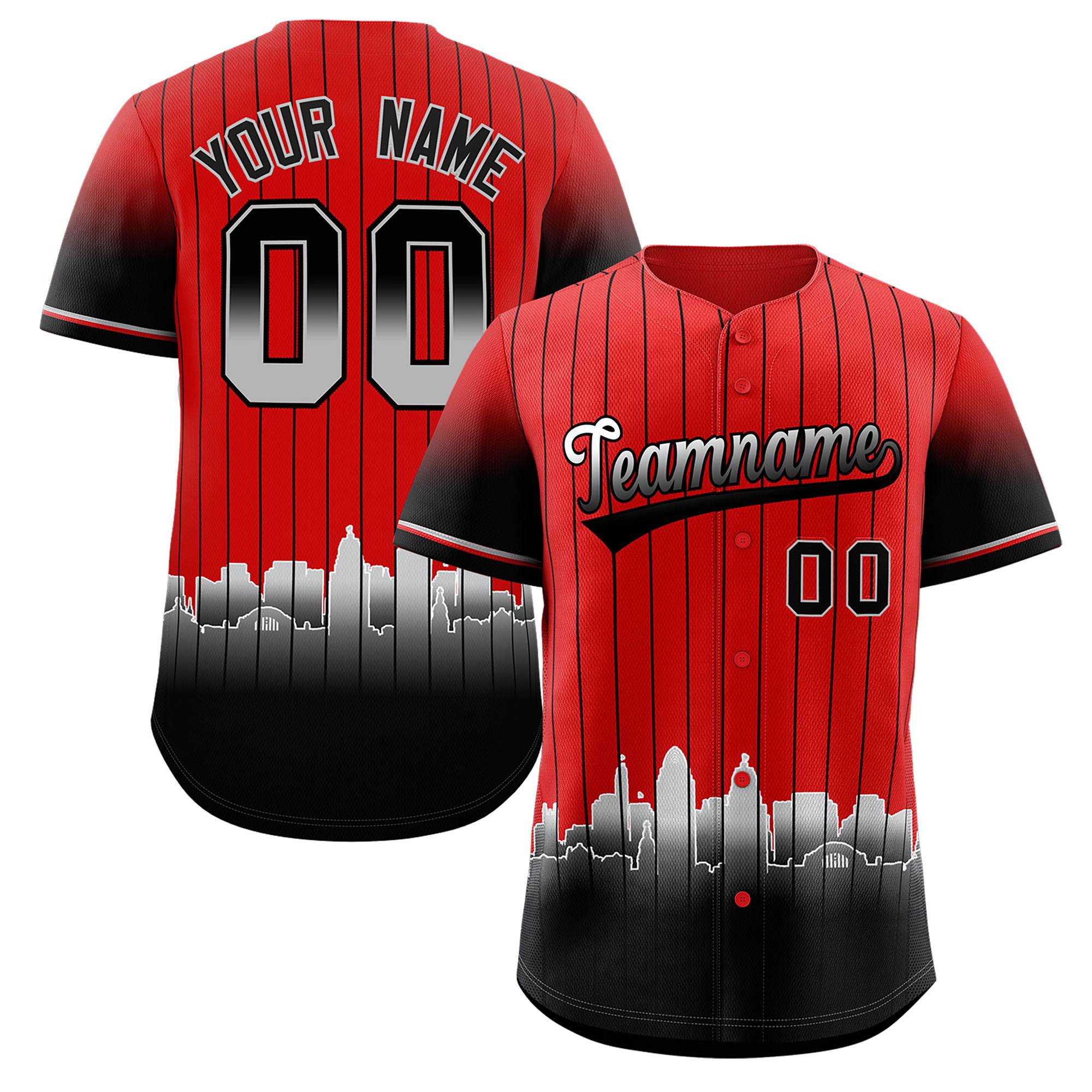 Custom Red Cincinnati City Silhouette Authentic Baseball Jersey| KXKSHOP