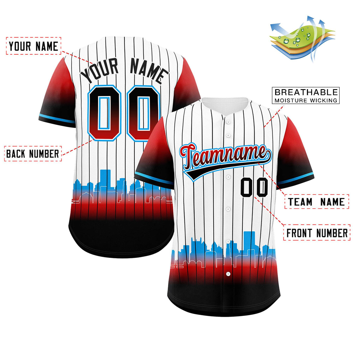 Custom White Miami City Silhouette Authentic Baseball Jersey| KXKSHOP
