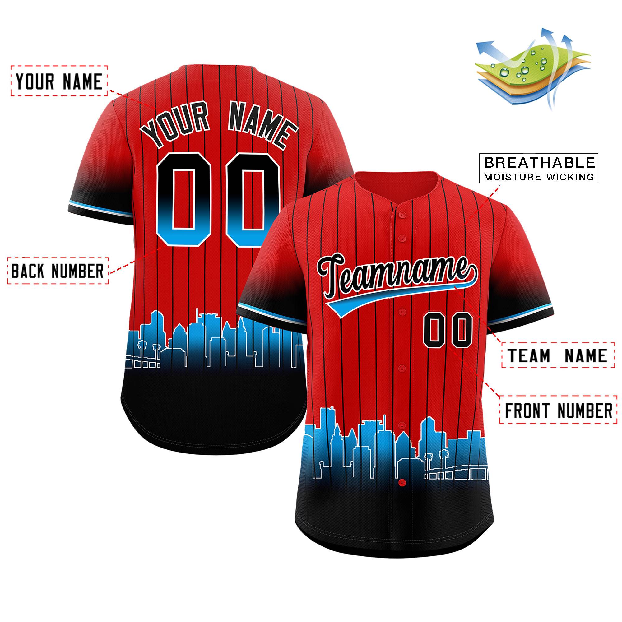 Custom Red Miami City Silhouette Authentic Baseball Jersey| KXKSHOP