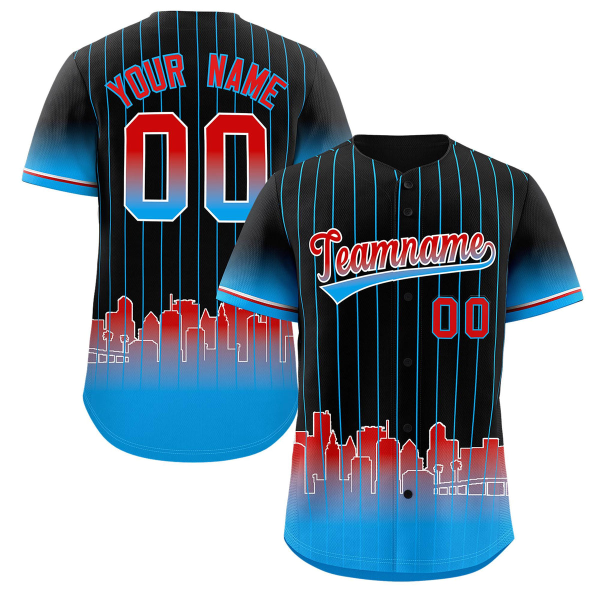 Custom Black Miami City Silhouette Authentic Baseball Jersey| KXKSHOP