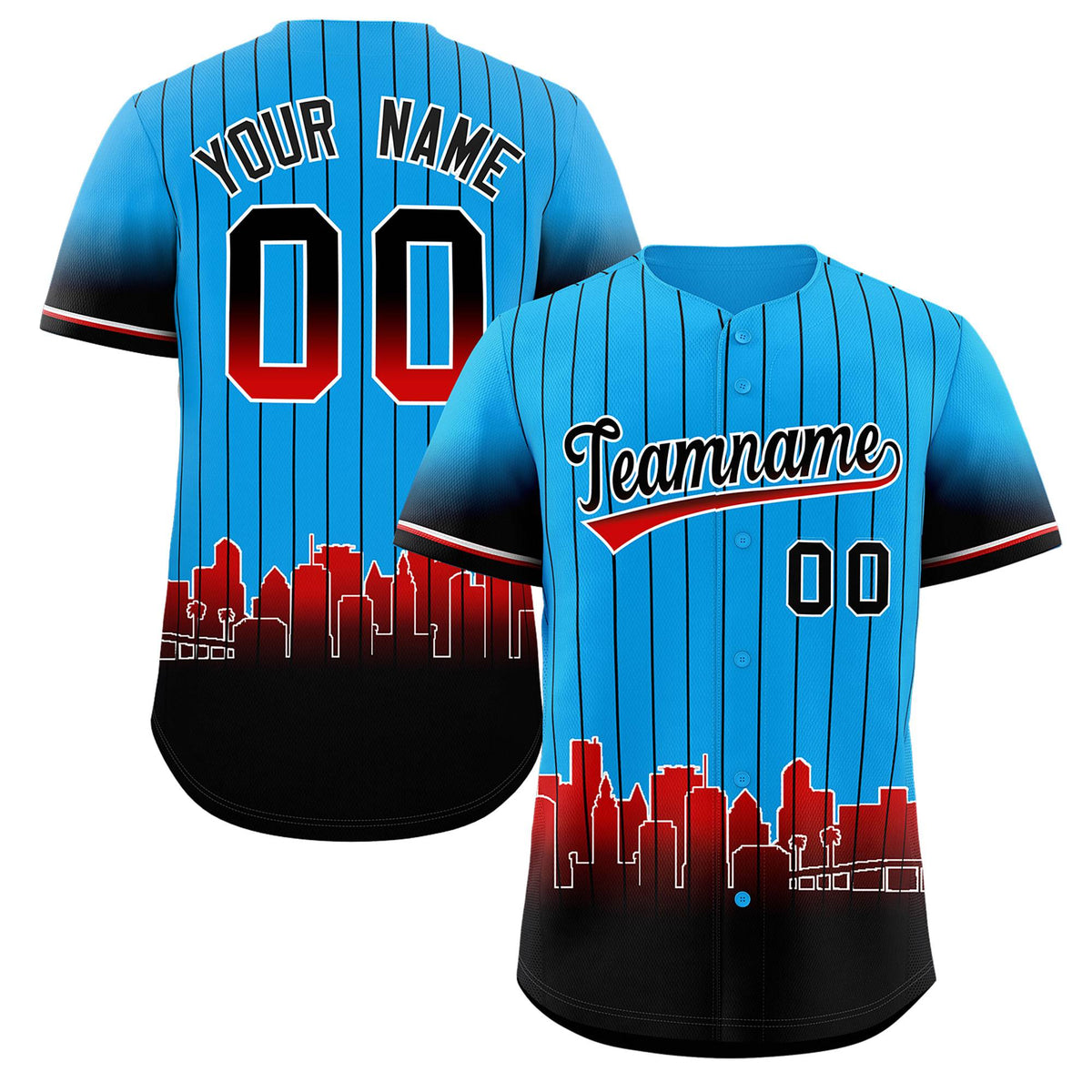 Custom Light Blue Miami City Silhouette Authentic Baseball Jersey| KXKSHOP