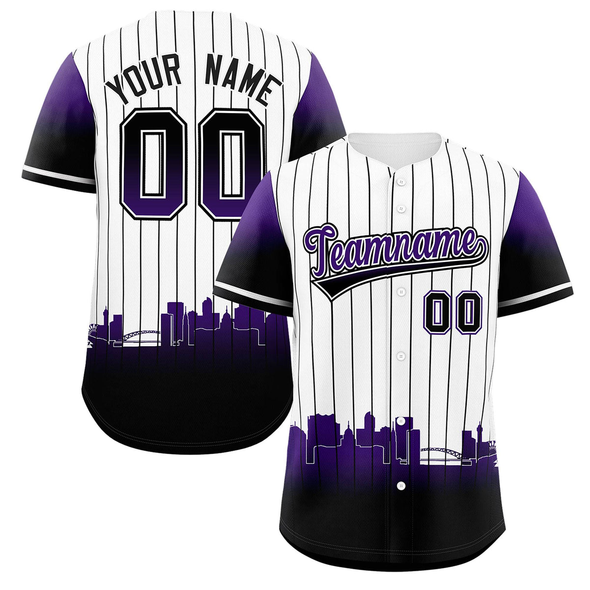 Custom White Denver City Silhouette Authentic Baseball Jersey| KXKSHOP