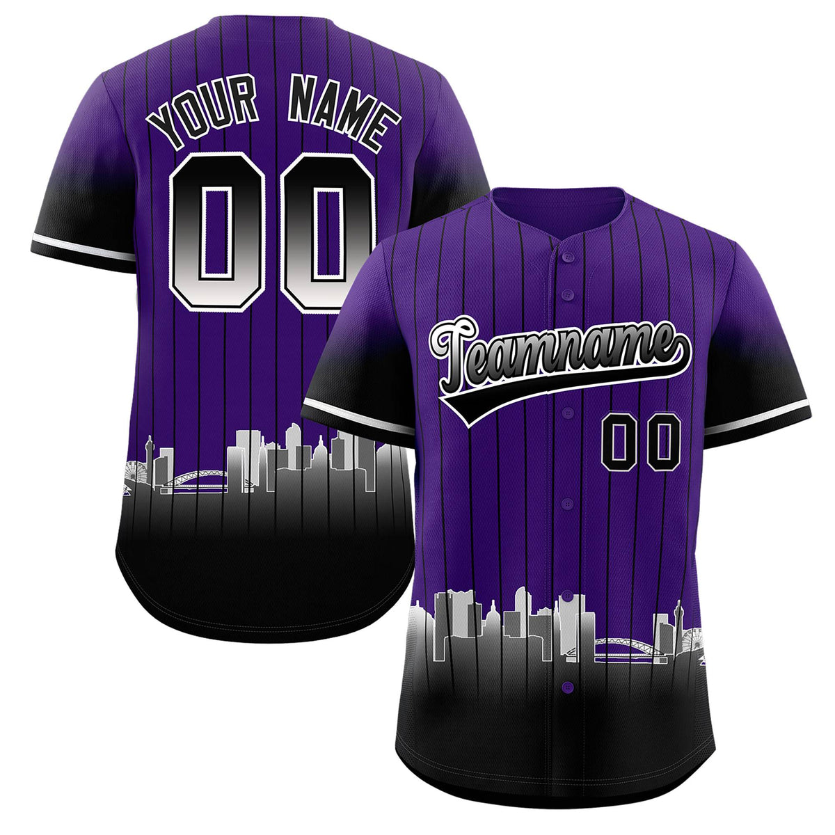 Custom Purple Denver City Silhouette Authentic Baseball Jersey| KXKSHOP