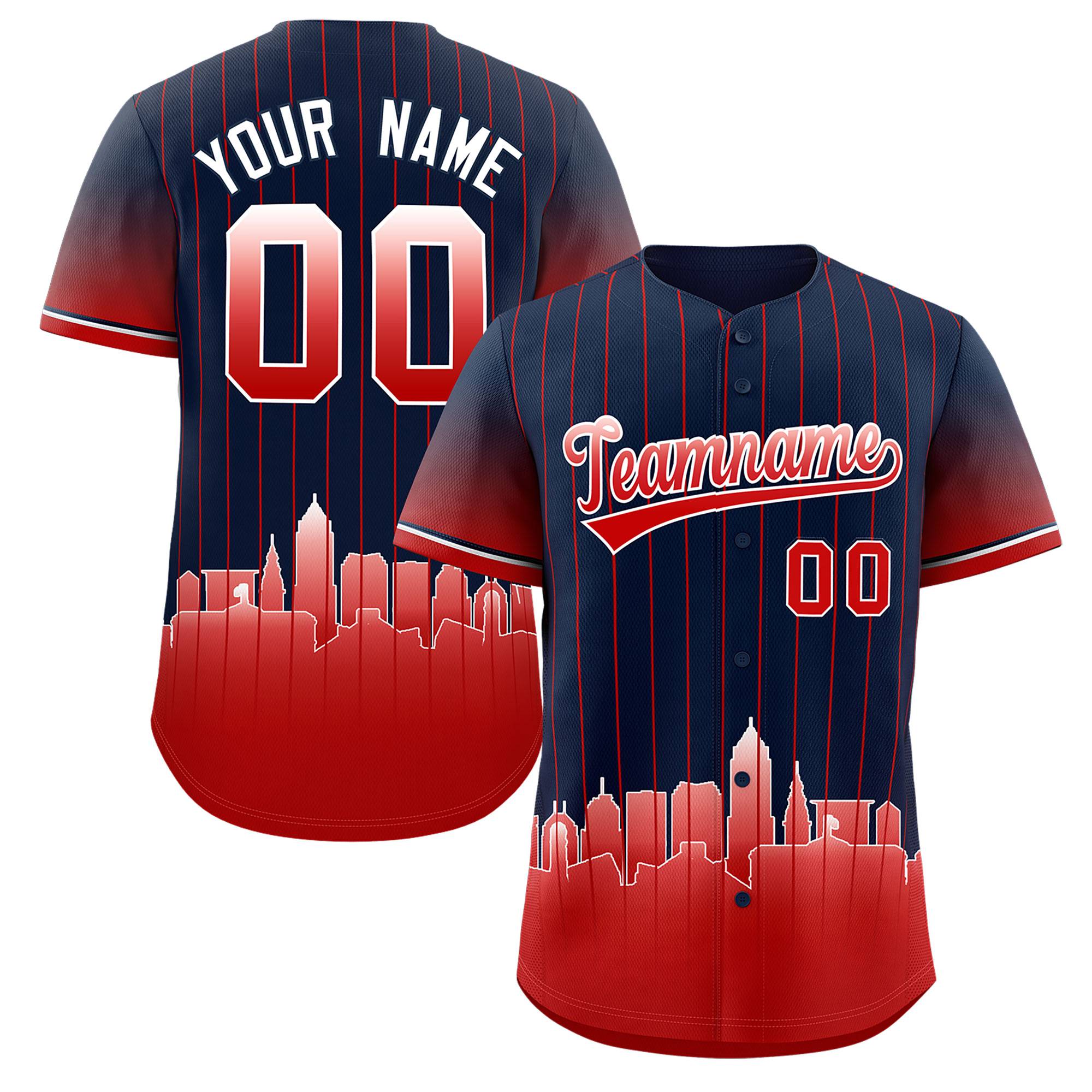 Custom Navy Cleveland City Silhouette Authentic Baseball Jersey| KXKSHOP