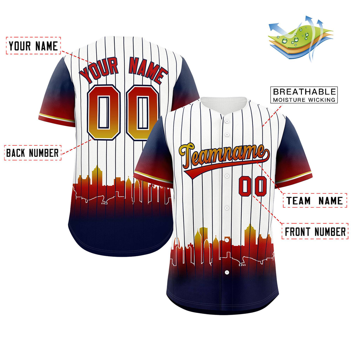 Custom White Atlanta City Silhouette Authentic Baseball Jersey| KXKSHOP