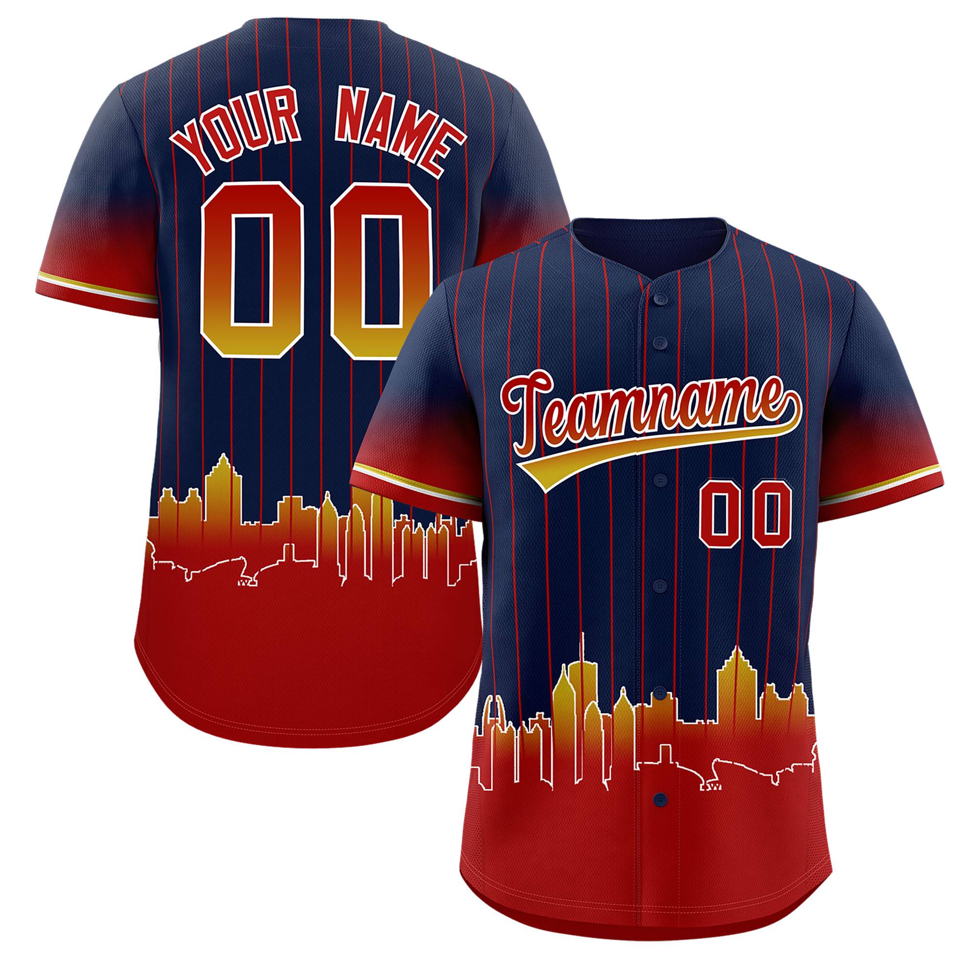 Custom Navy Atlanta City Silhouette Authentic Baseball Jersey| KXKSHOP