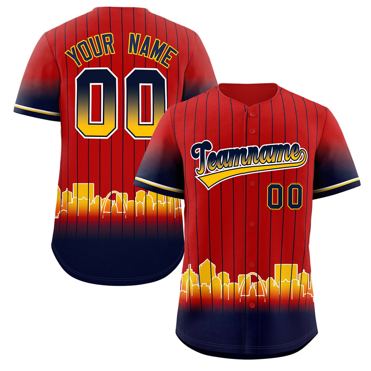 Custom Red St. Louis City Silhouette Authentic Baseball Jersey| KXKSHOP