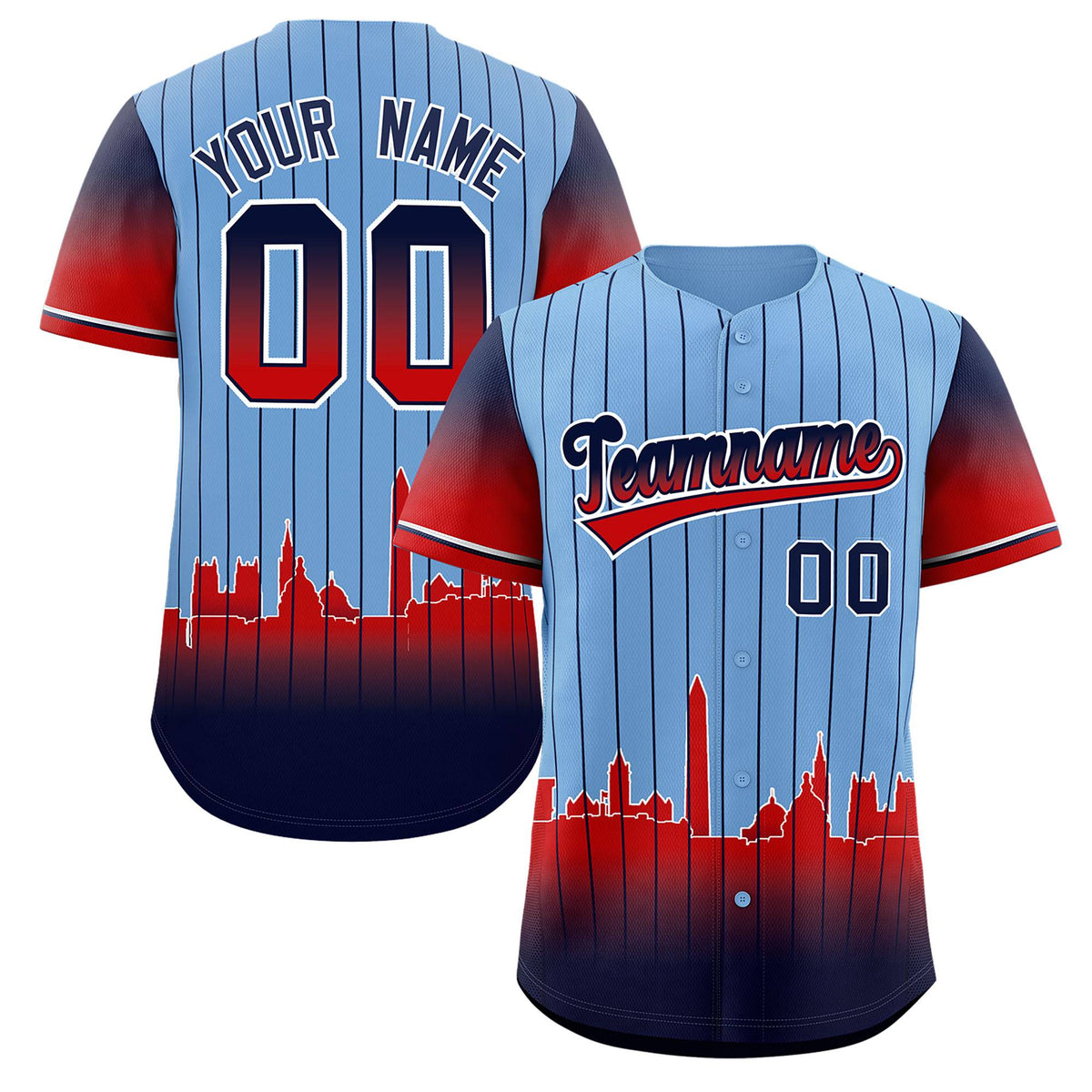 Custom Powder Blue Washington City Silhouette Authentic Baseball Jersey| KXKSHOP