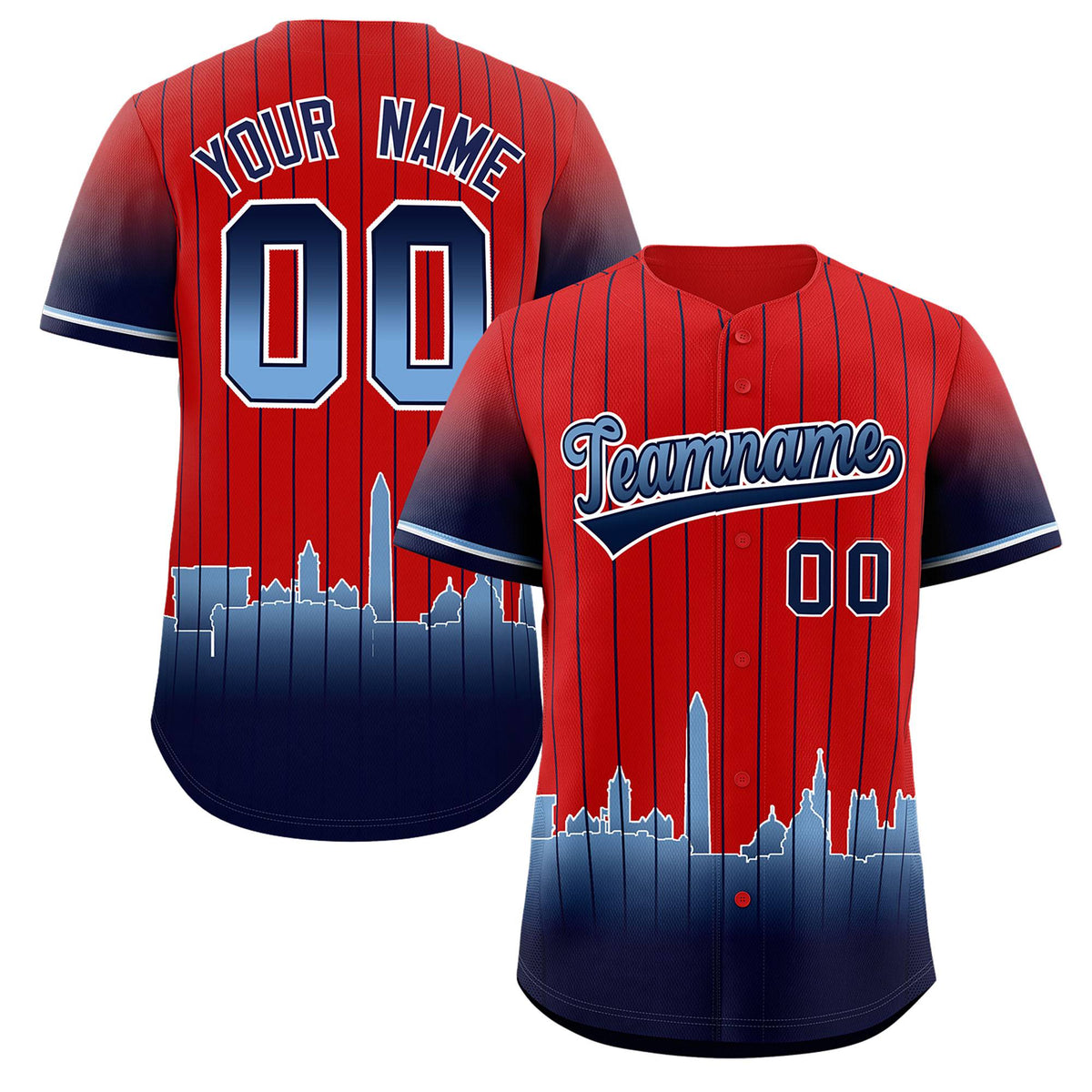Custom Red Washington City Silhouette Authentic Baseball Jersey| KXKSHOP