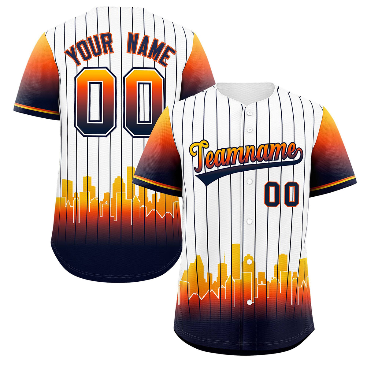 Custom White Houston City Silhouette Authentic Baseball Jersey| KXKSHOP