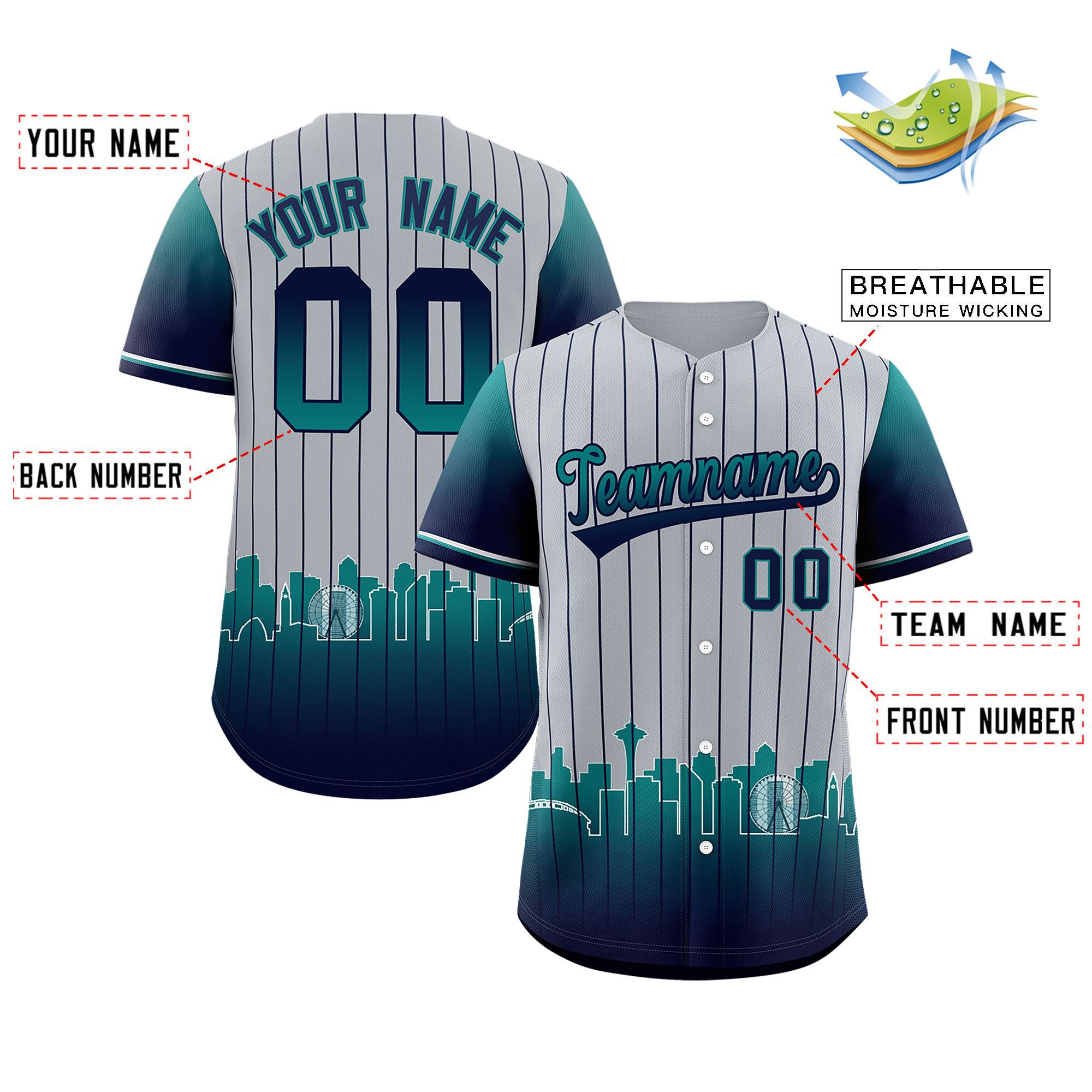 Custom Gray Seattle City Silhouette Authentic Baseball Jersey| KXKSHOP
