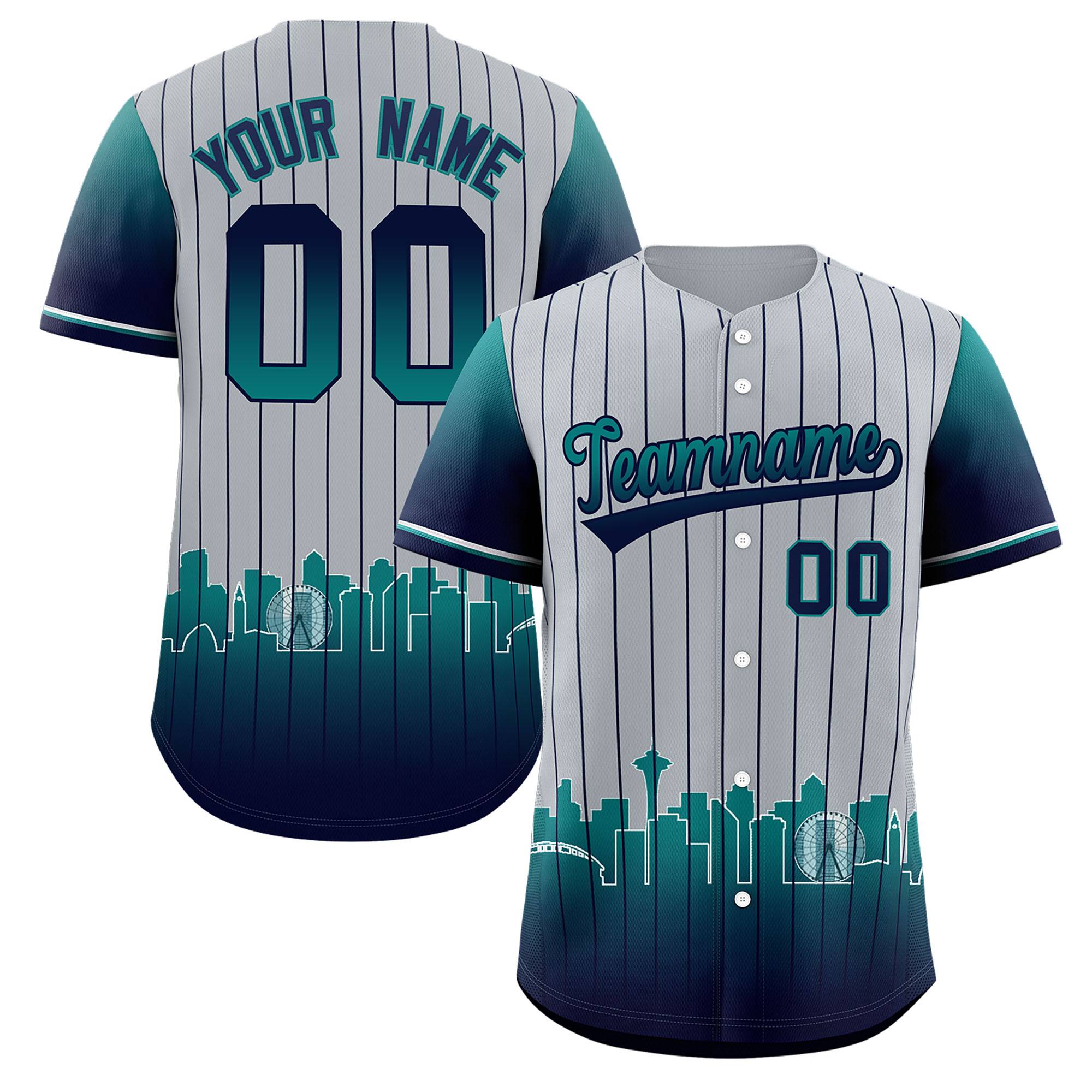 Custom Gray Seattle City Silhouette Authentic Baseball Jersey| KXKSHOP