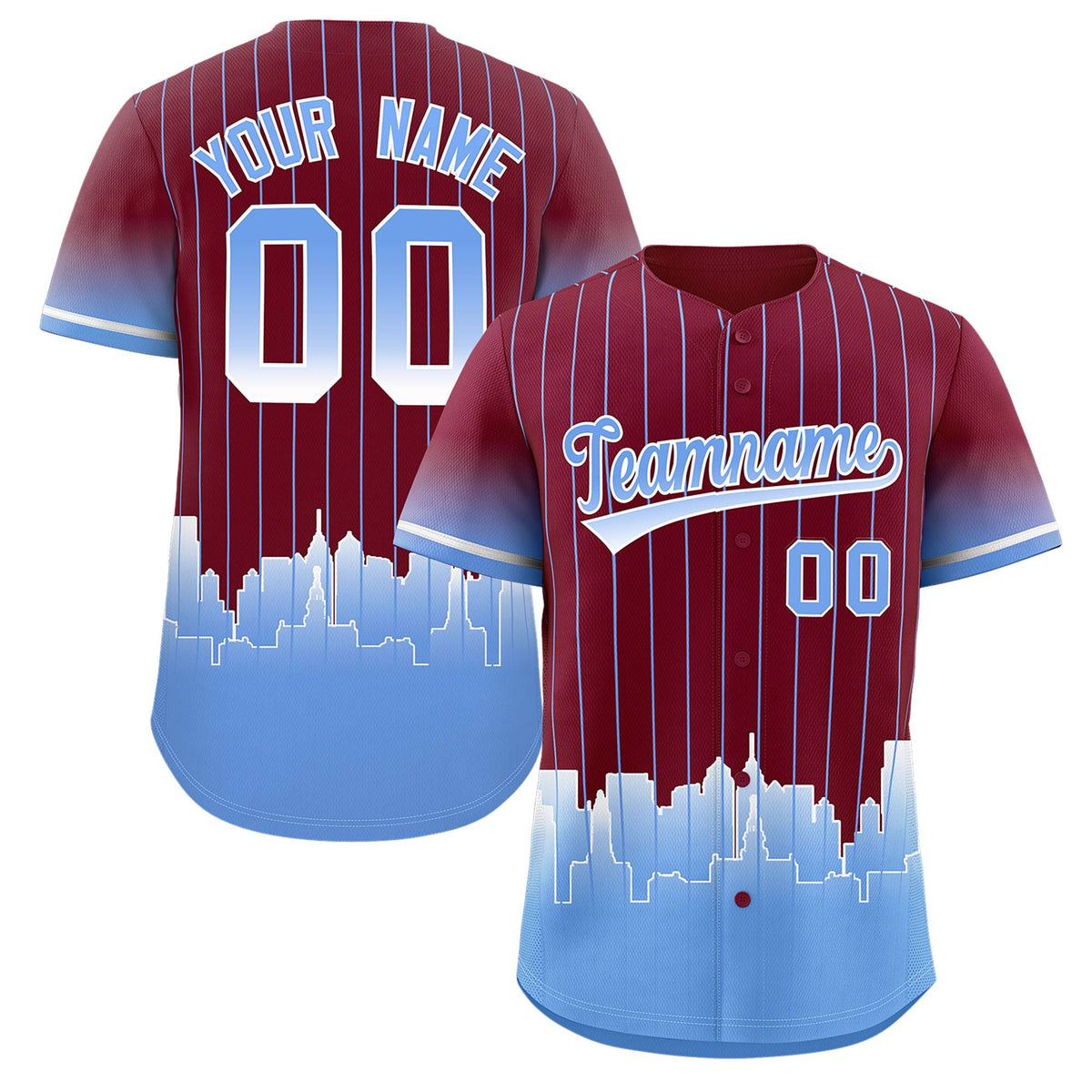 Custom Crimson Philadelphia City Silhouette Authentic Baseball Jersey| KXKSHOP