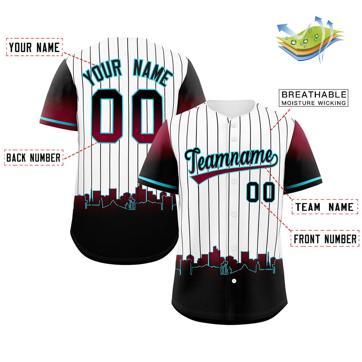 Custom White Phoenix City Silhouette Authentic Baseball Jersey| KXKSHOP