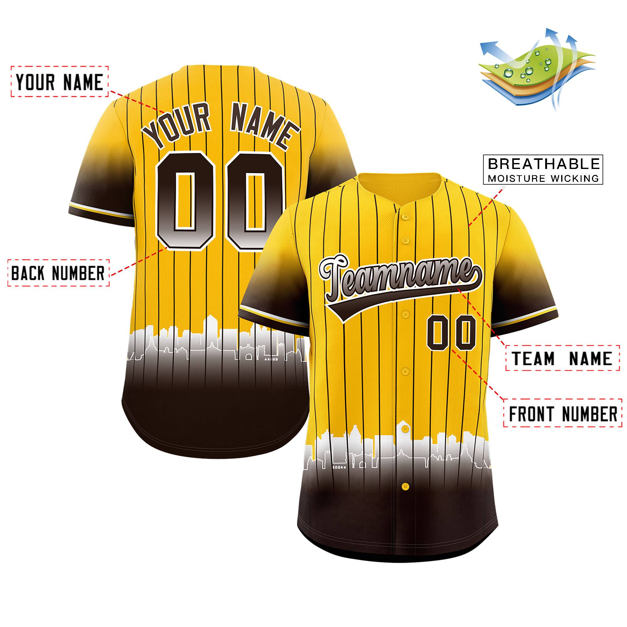 Custom Yellow San Diego City Silhouette Authentic Baseball Jersey| KXKSHOP
