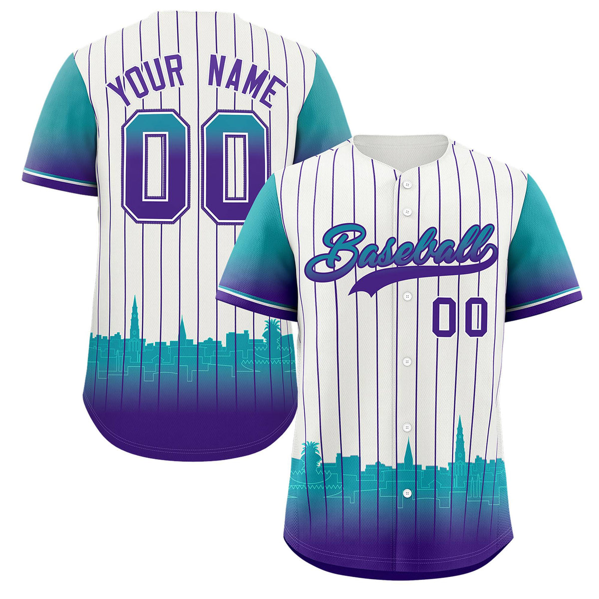 Custom White Charleston.SC City Silhouette Authentic Baseball Jersey| KXKSHOP