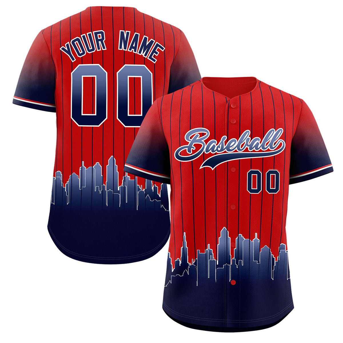 Custom Red Boston City Silhouette Authentic Baseball Jersey| KXKSHOP
