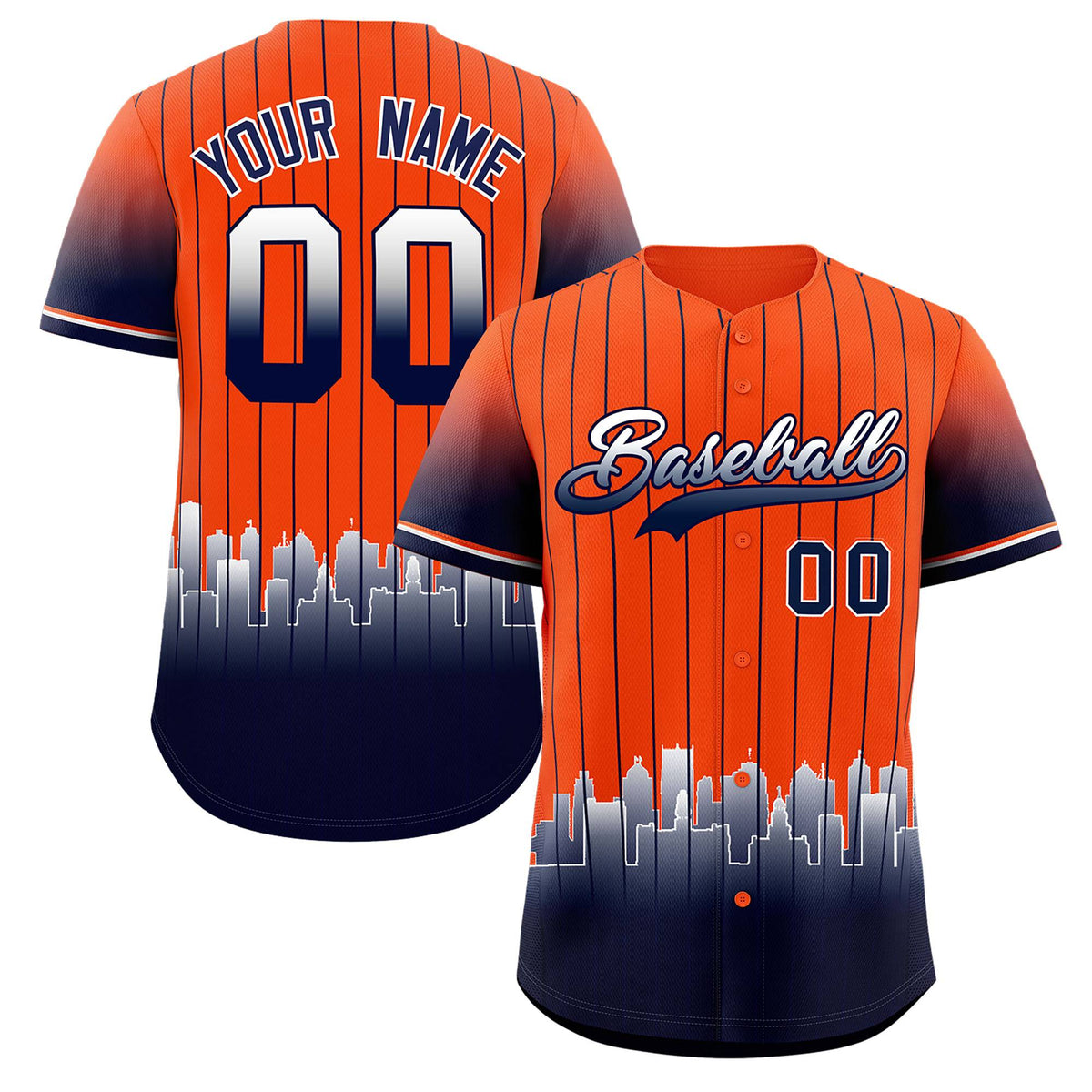 Custom Orange Detroit City Silhouette Authentic Baseball Jersey| KXKSHOP