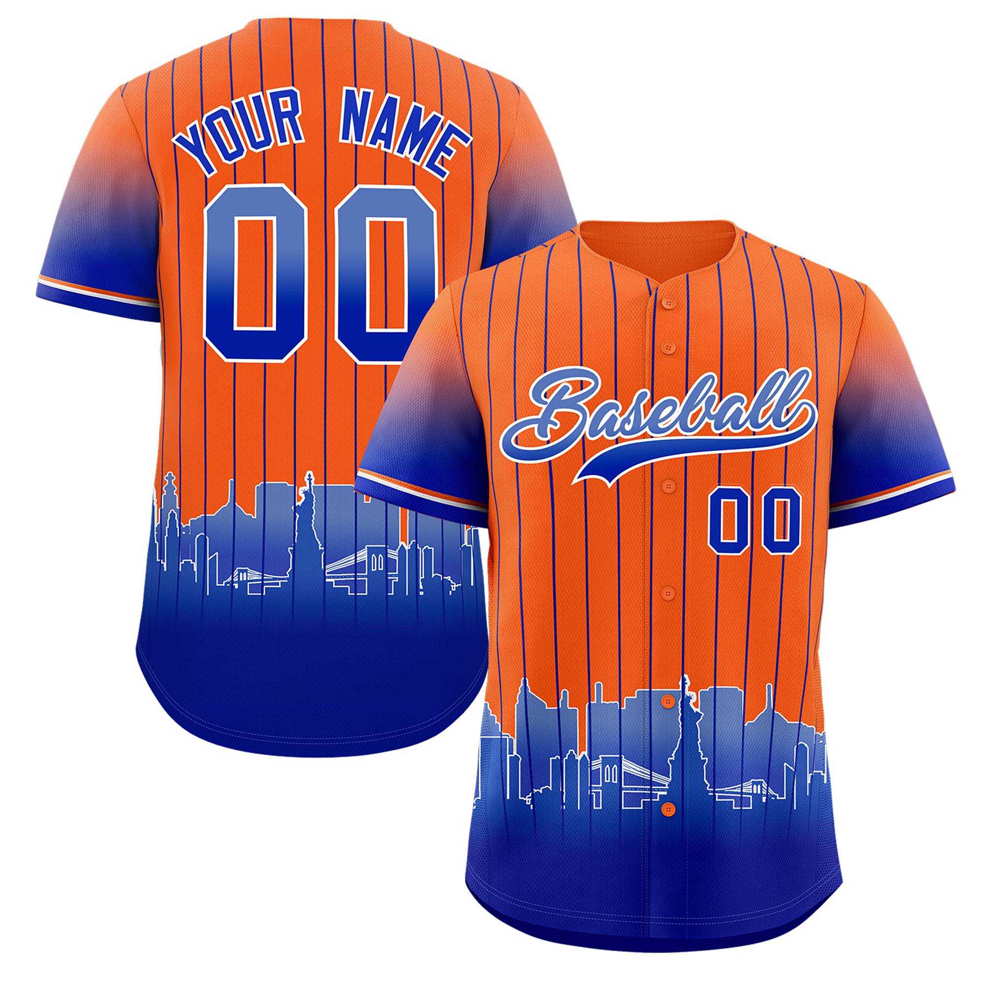 Custom Orange New York City Silhouette Authentic Baseball Jersey| KXKSHOP
