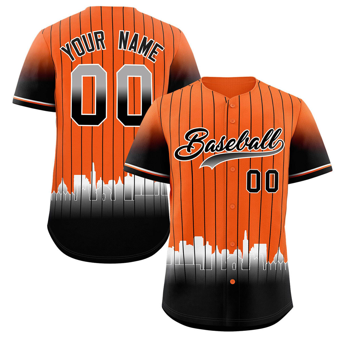 Custom Orange San-Francisco City Silhouette Authentic Baseball Jersey| KXKSHOP