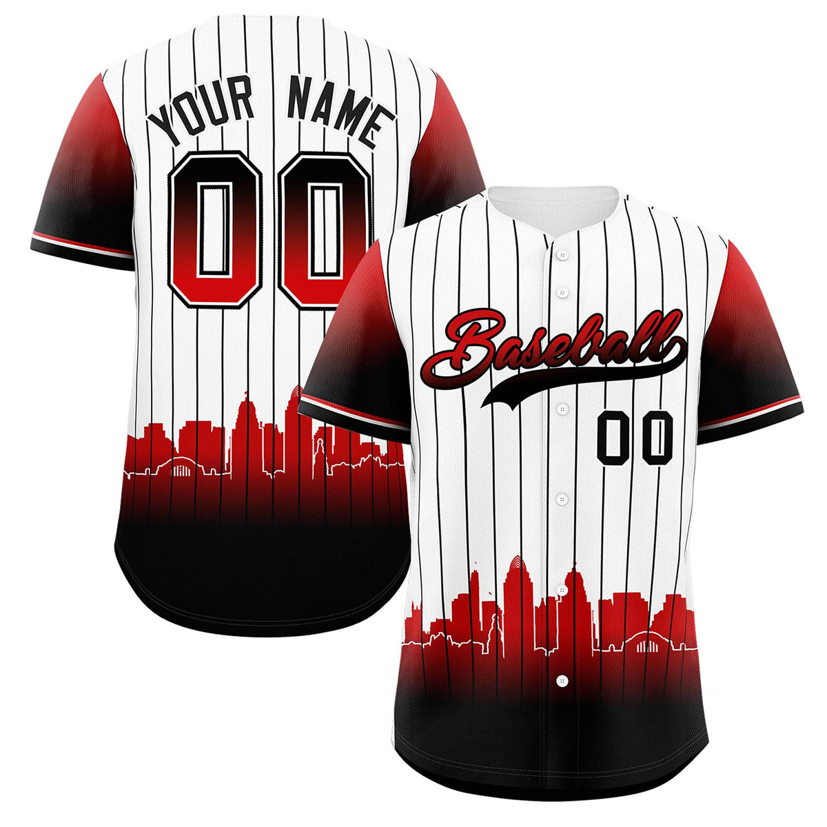 Custom White Cincinnati City Silhouette Authentic Baseball Jersey| KXKSHOP
