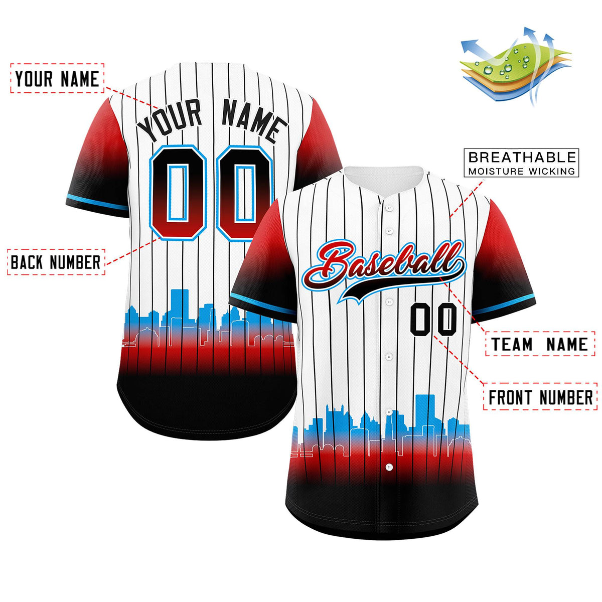 Custom White Miami City Silhouette Authentic Baseball Jersey| KXKSHOP
