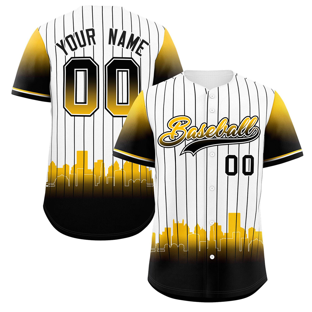 Custom White Pittsburgh City Silhouette Authentic Baseball Jersey| KXKSHOP