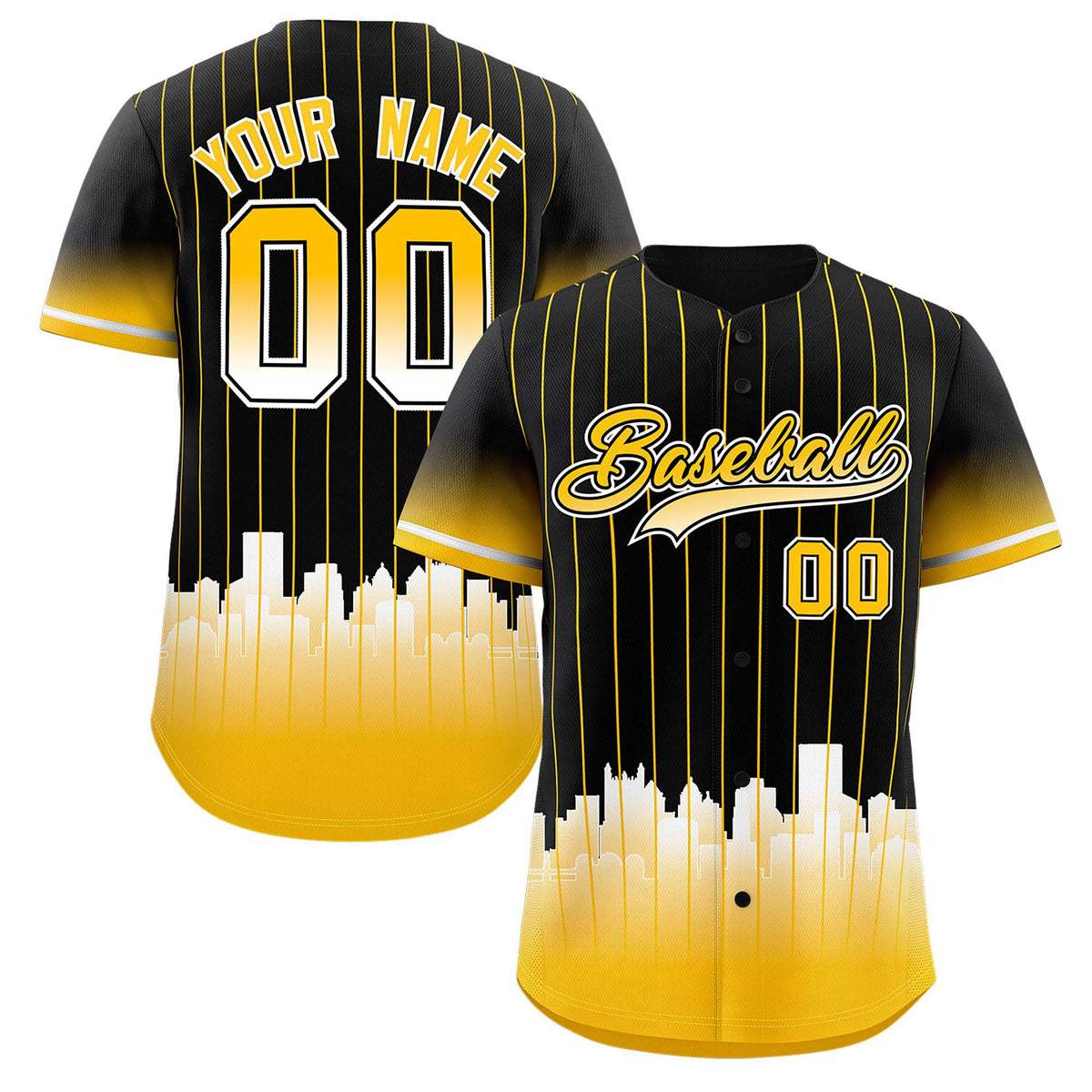 Custom Black Pittsburgh City Silhouette Authentic Baseball Jersey| KXKSHOP