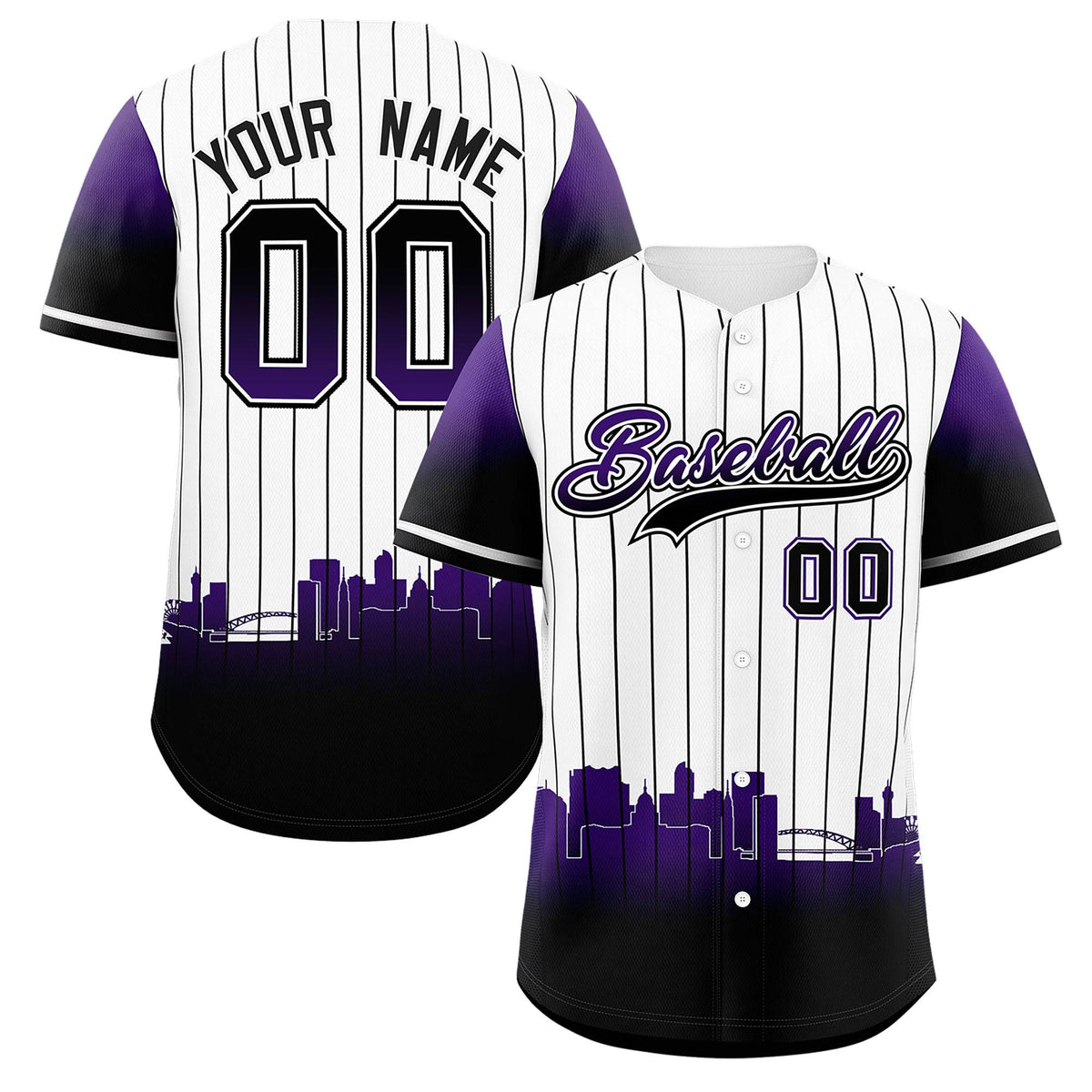 Custom White Denver City Silhouette Authentic Baseball Jersey| KXKSHOP