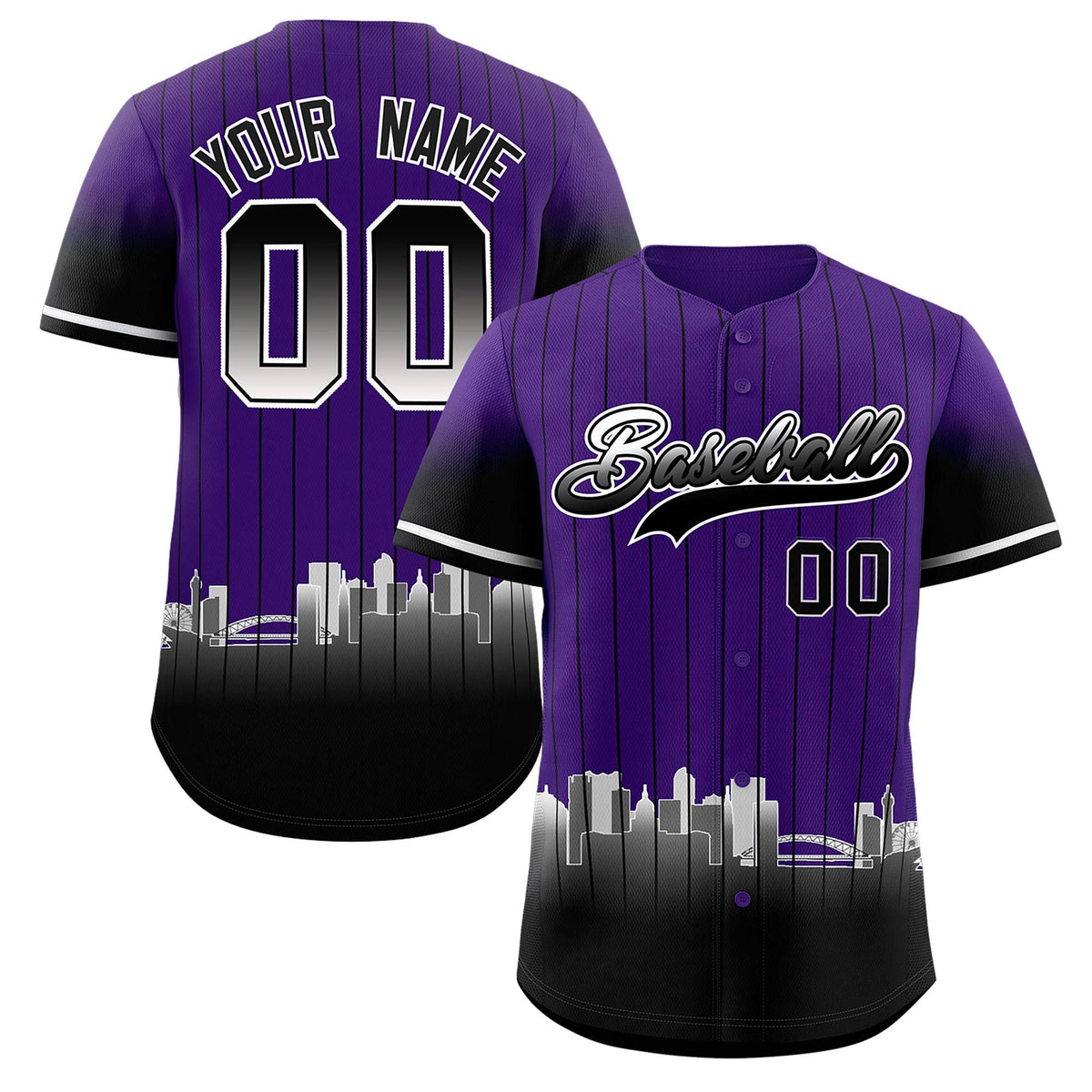 Custom Purple Denver City Silhouette Authentic Baseball Jersey| KXKSHOP