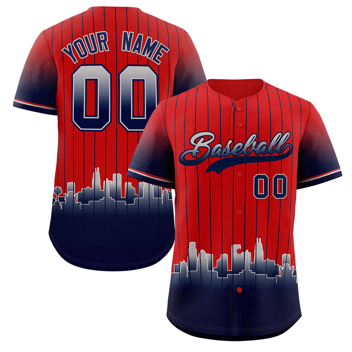 Custom Red Los Angeles City Silhouette Authentic Baseball Jersey| KXKSHOP