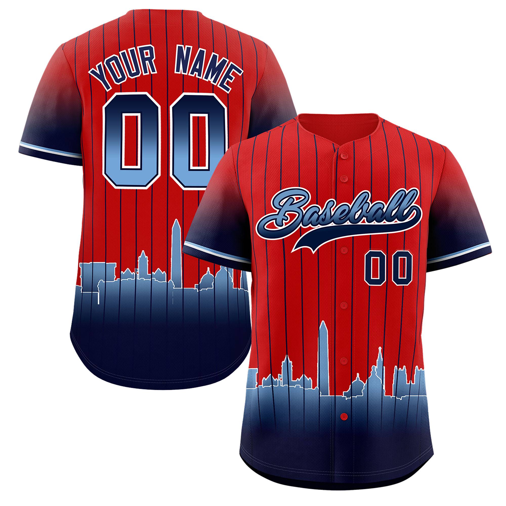 Custom Red Washington City Silhouette Authentic Baseball Jersey| KXKSHOP