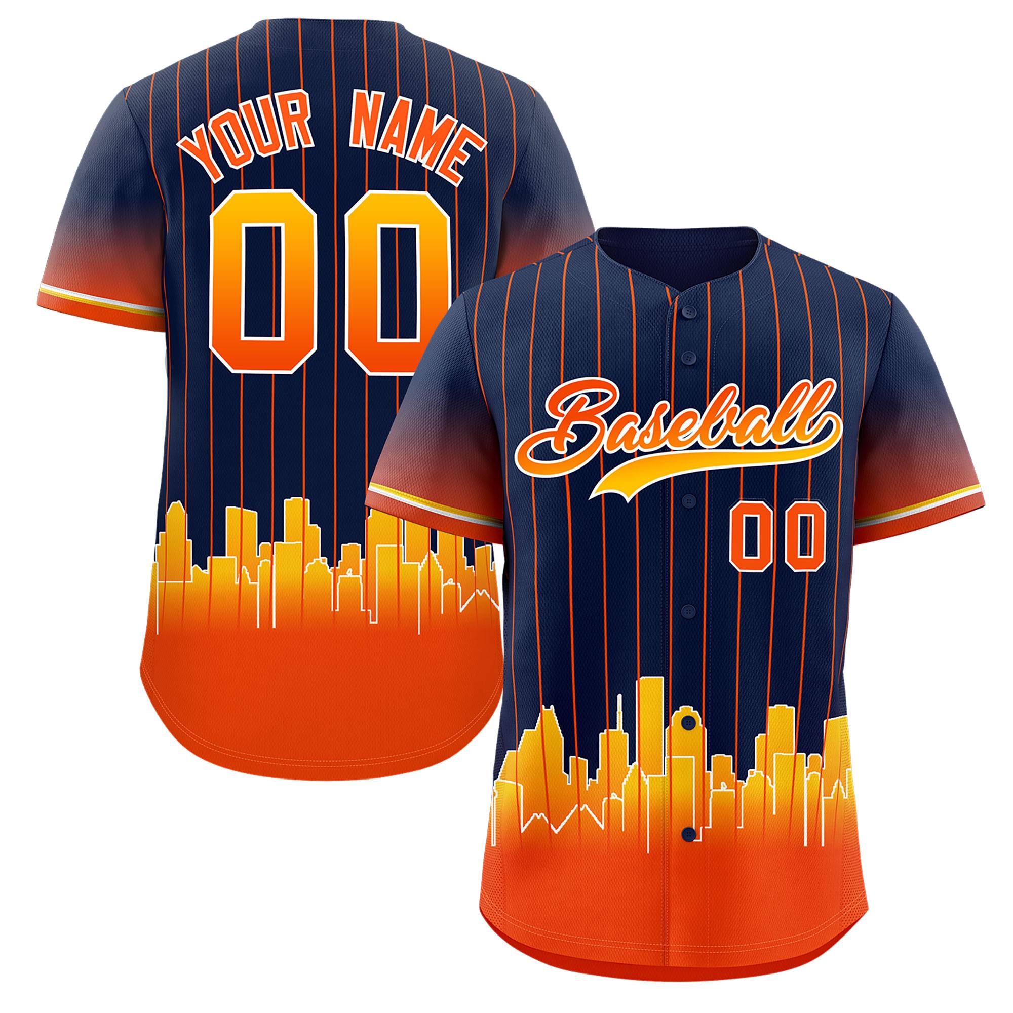 Custom Navy Houston City Silhouette Authentic Baseball Jersey| KXKSHOP