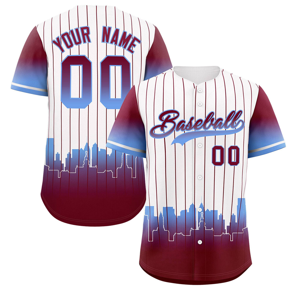 Custom White Philadelphia City Silhouette Authentic Baseball Jersey| KXKSHOP