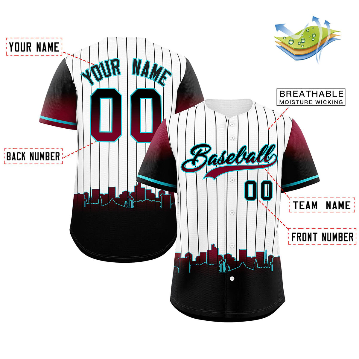 Custom White Phoenix City Silhouette Authentic Baseball Jersey| KXKSHOP