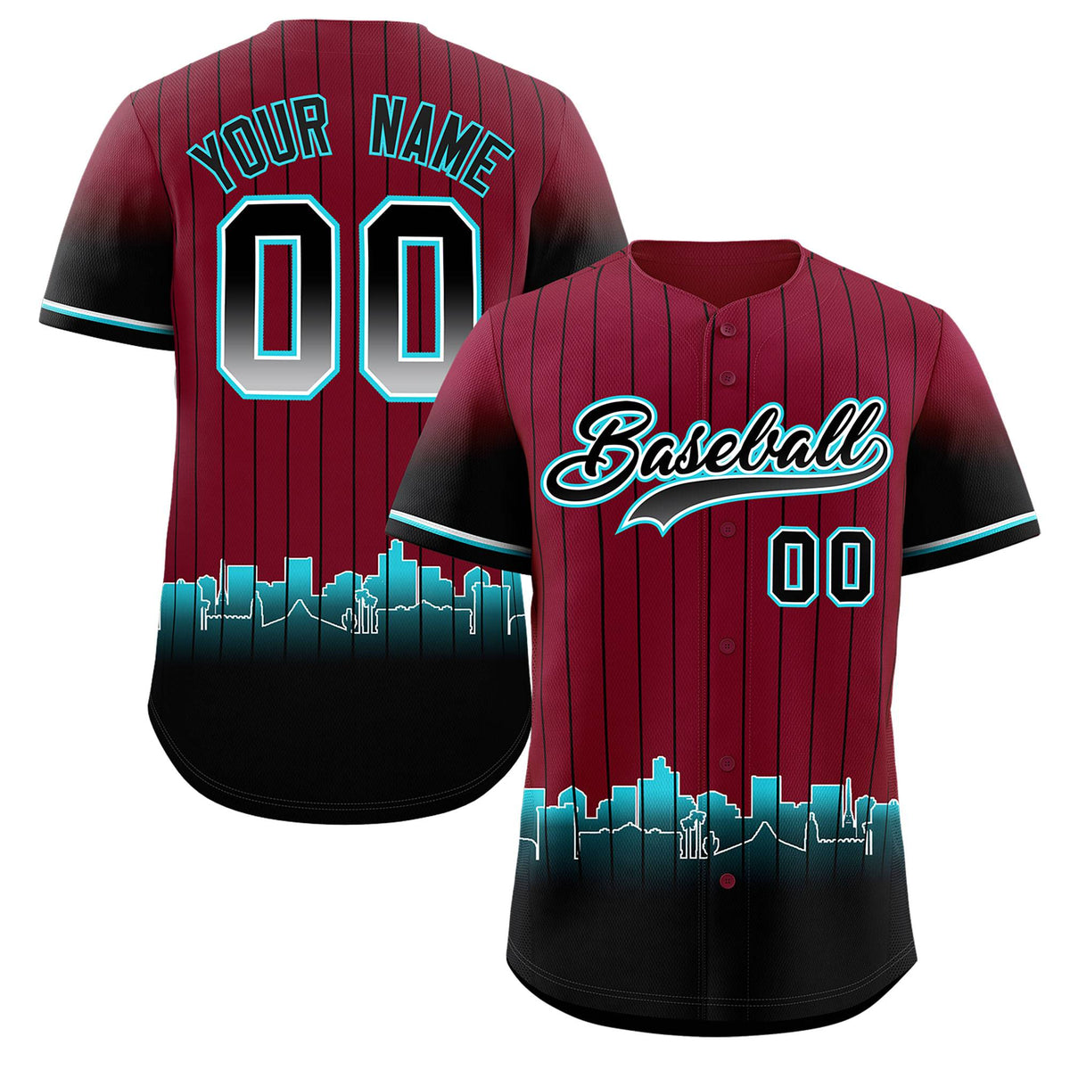 Custom Crimson Phoenix City Silhouette Authentic Baseball Jersey| KXKSHOP