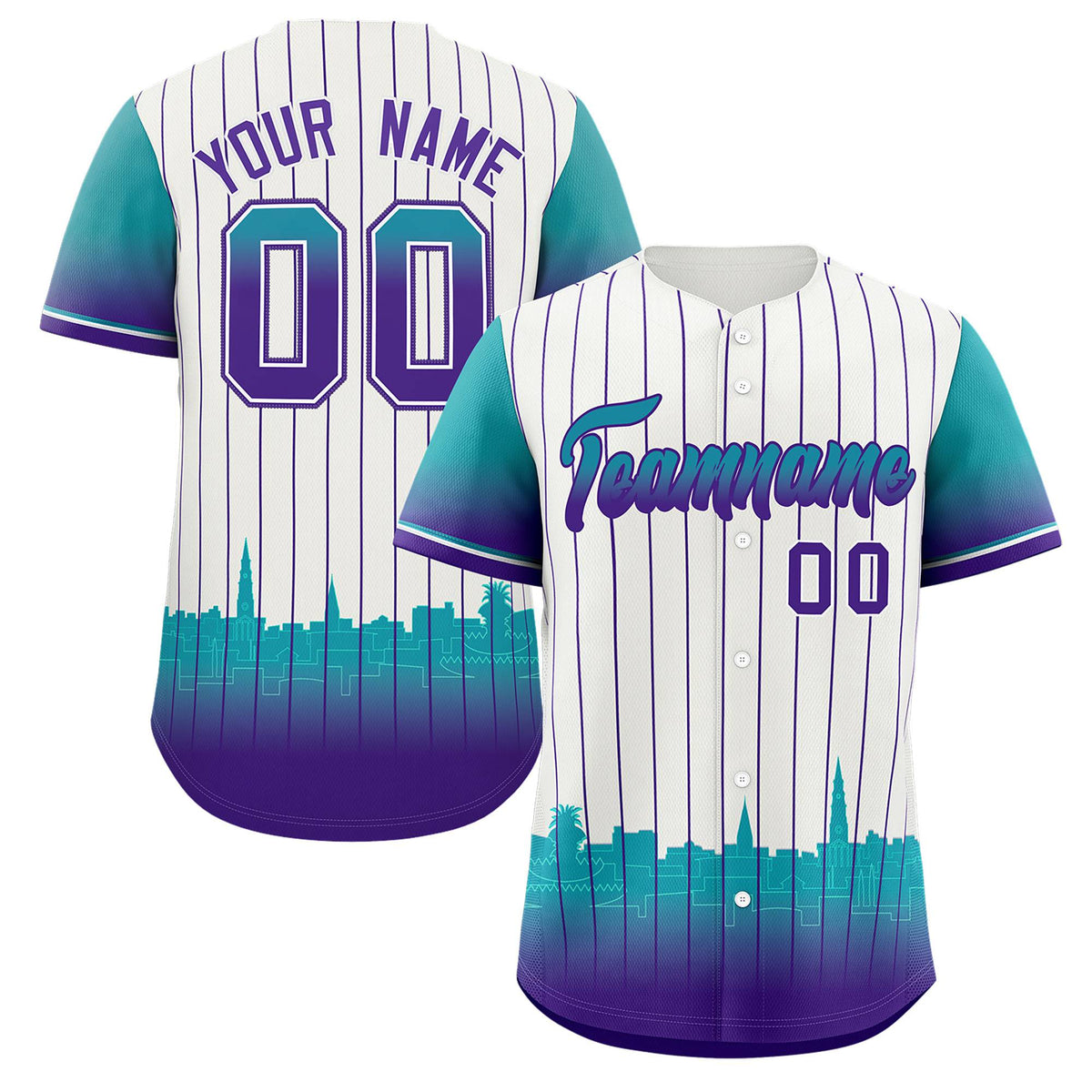 Custom White Charleston.SC City Silhouette Authentic Baseball Jersey| KXKSHOP