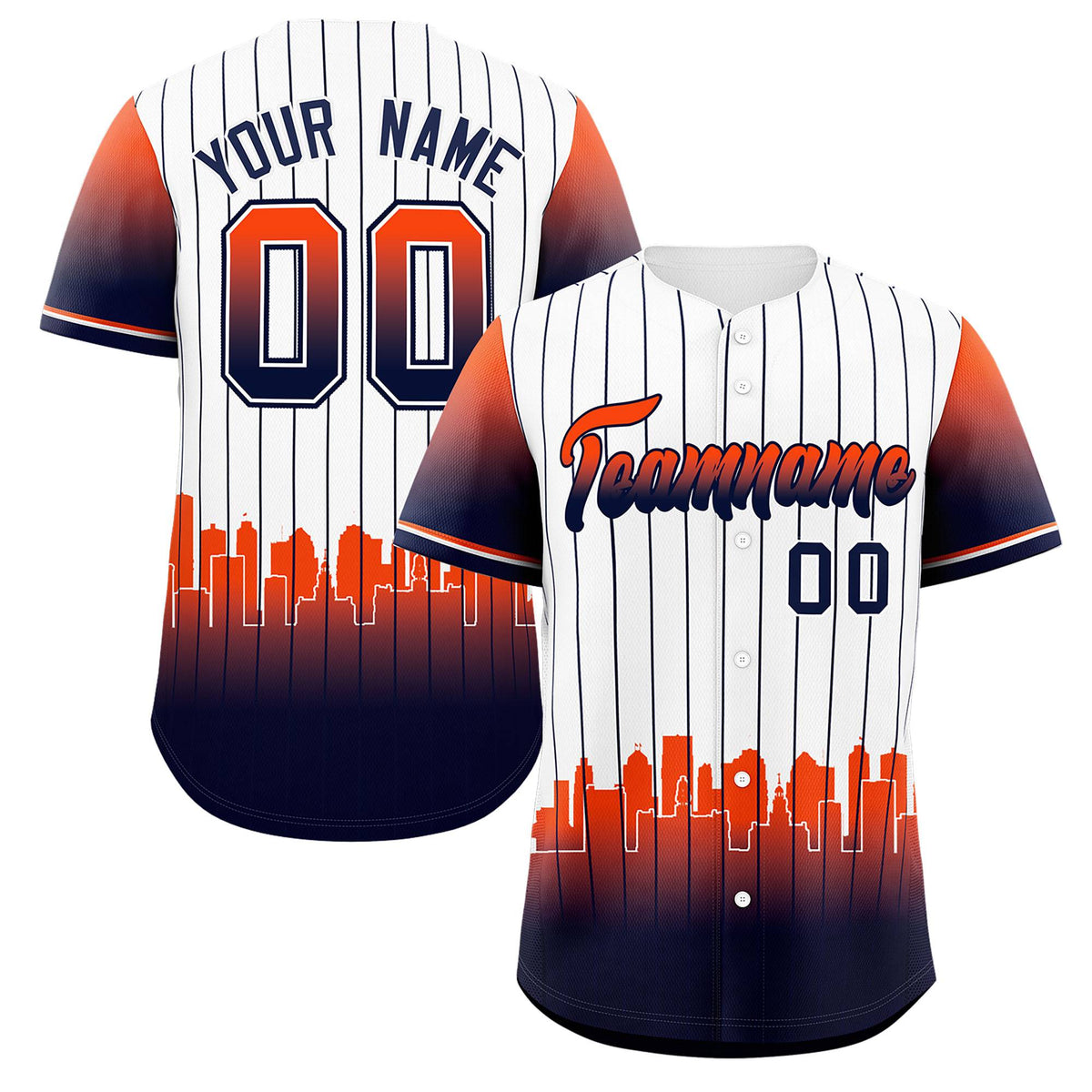 Custom White Detroit City Silhouette Authentic Baseball Jersey| KXKSHOP