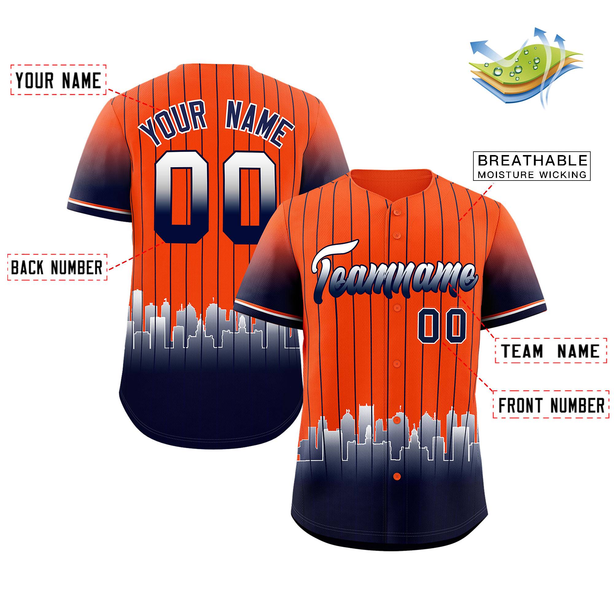 Custom Orange Detroit City Silhouette Authentic Baseball Jersey| KXKSHOP