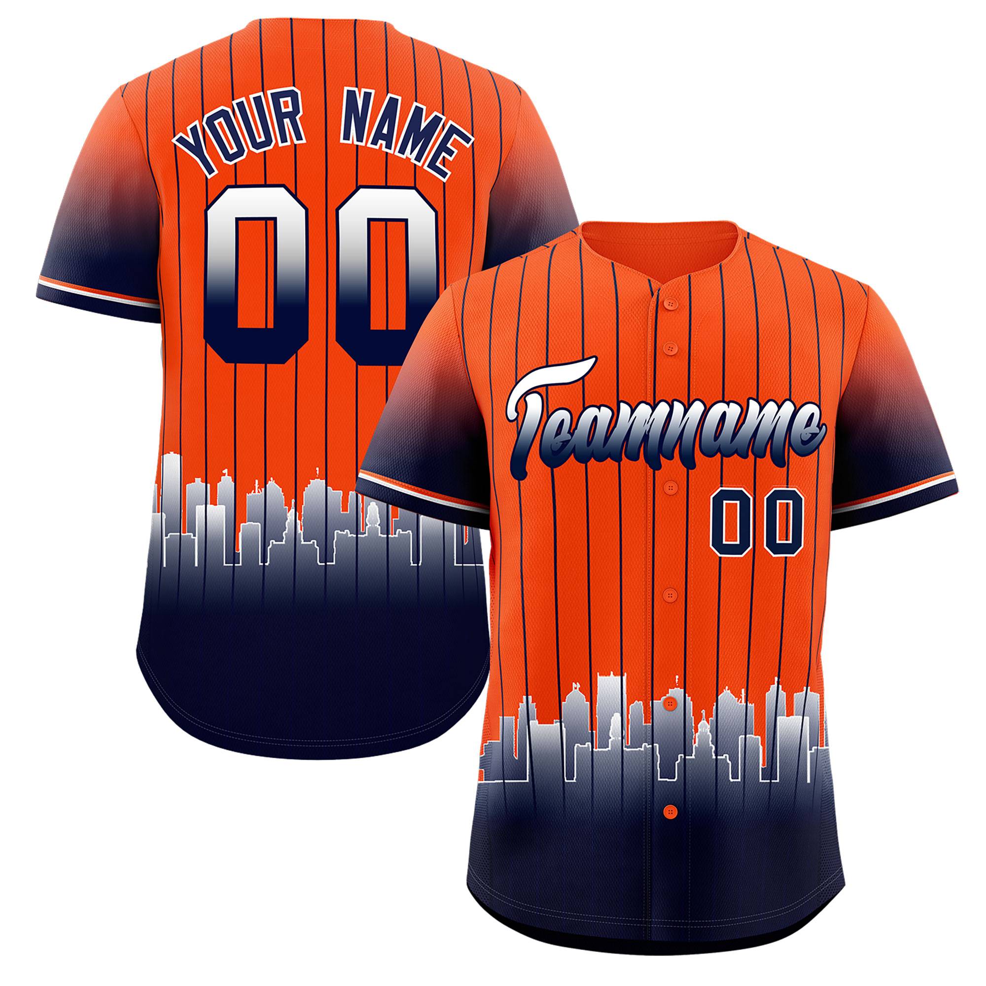 Custom Orange Detroit City Silhouette Authentic Baseball Jersey| KXKSHOP