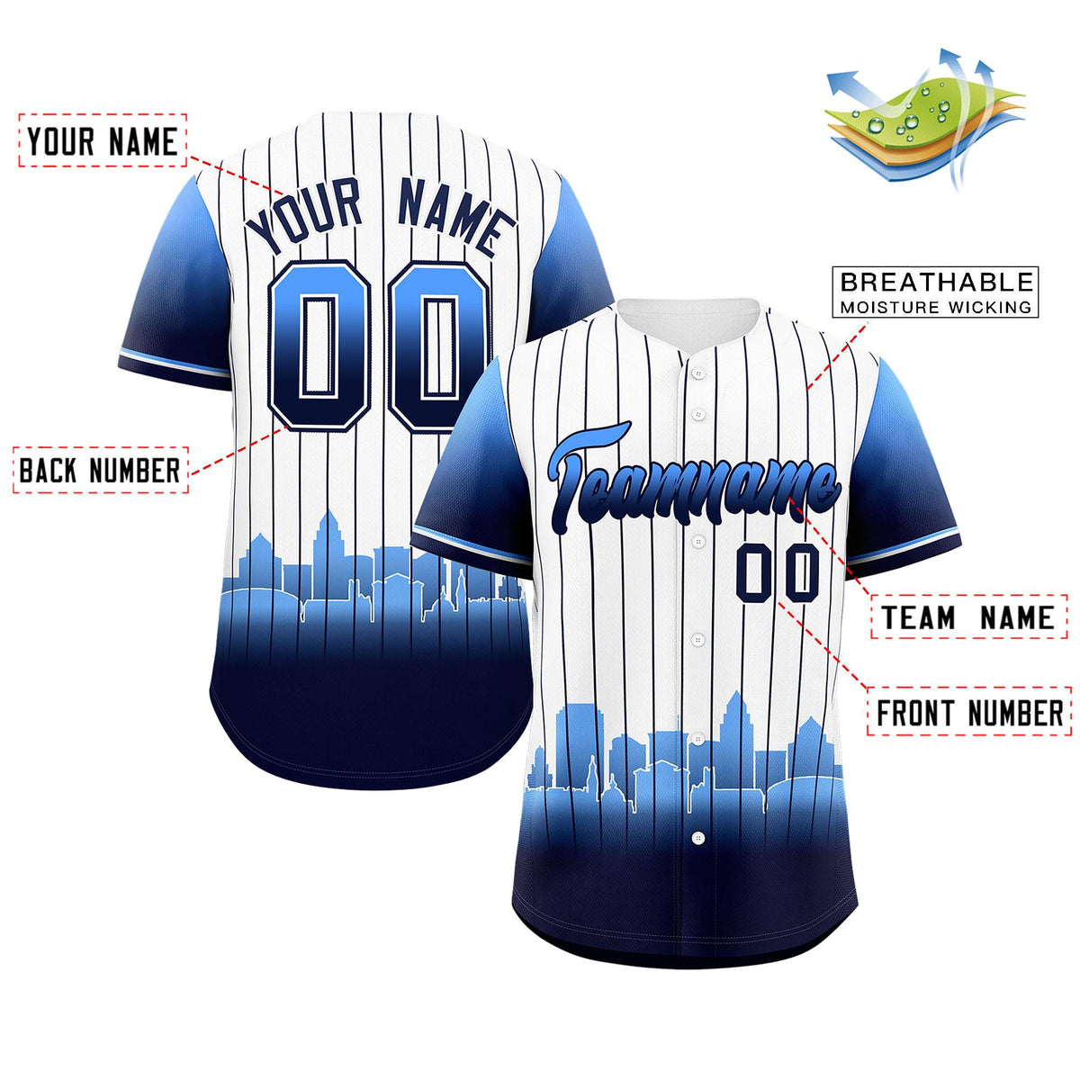 Custom White Tampa City Silhouette Authentic Baseball Jersey| KXKSHOP