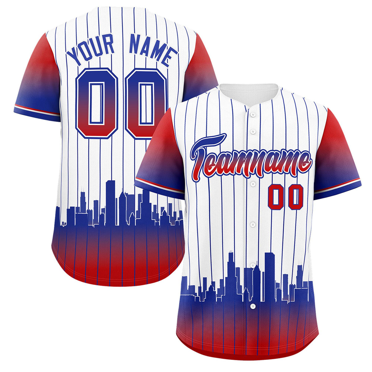 Custom White Chicago City Silhouette Authentic Baseball Jersey| KXKSHOP
