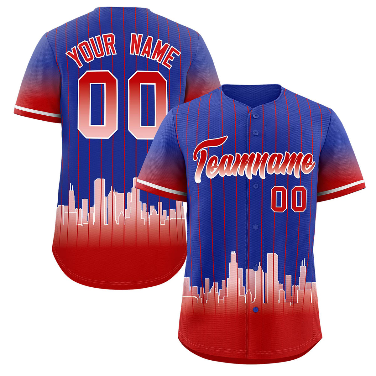 Custom Royal Chicago City Silhouette Authentic Baseball Jersey| KXKSHOP